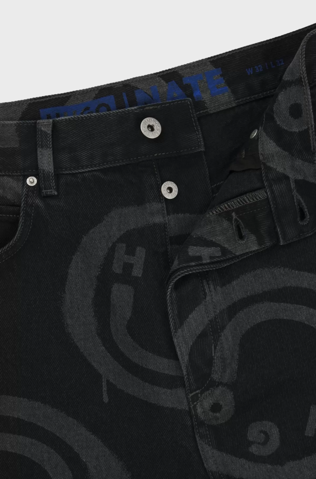 HUGO BOSS e Jeans Med Baggy Fit Og Happy HUGO Logoer Sort Best Sale