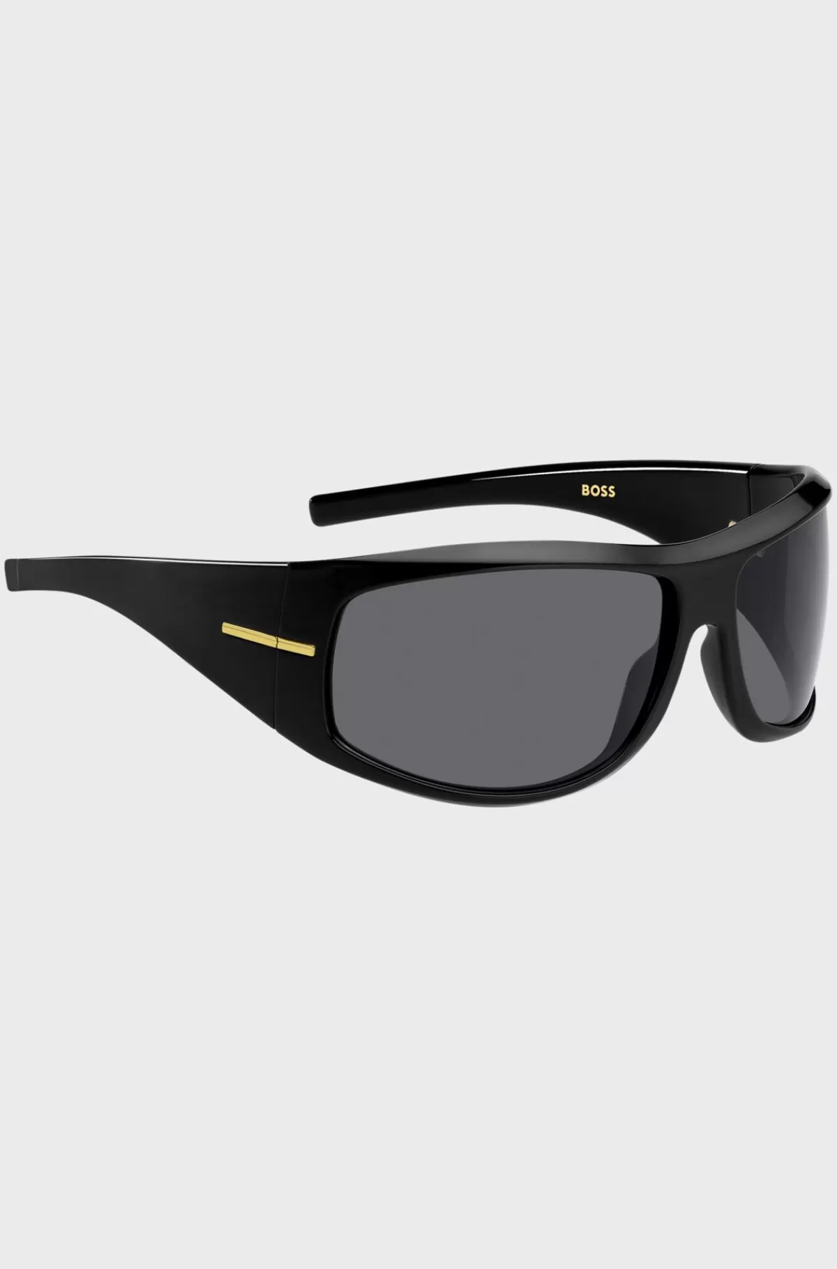 HUGO BOSS e Solbriller I Maskestil Med Guldfarvet Metal Sort Shop