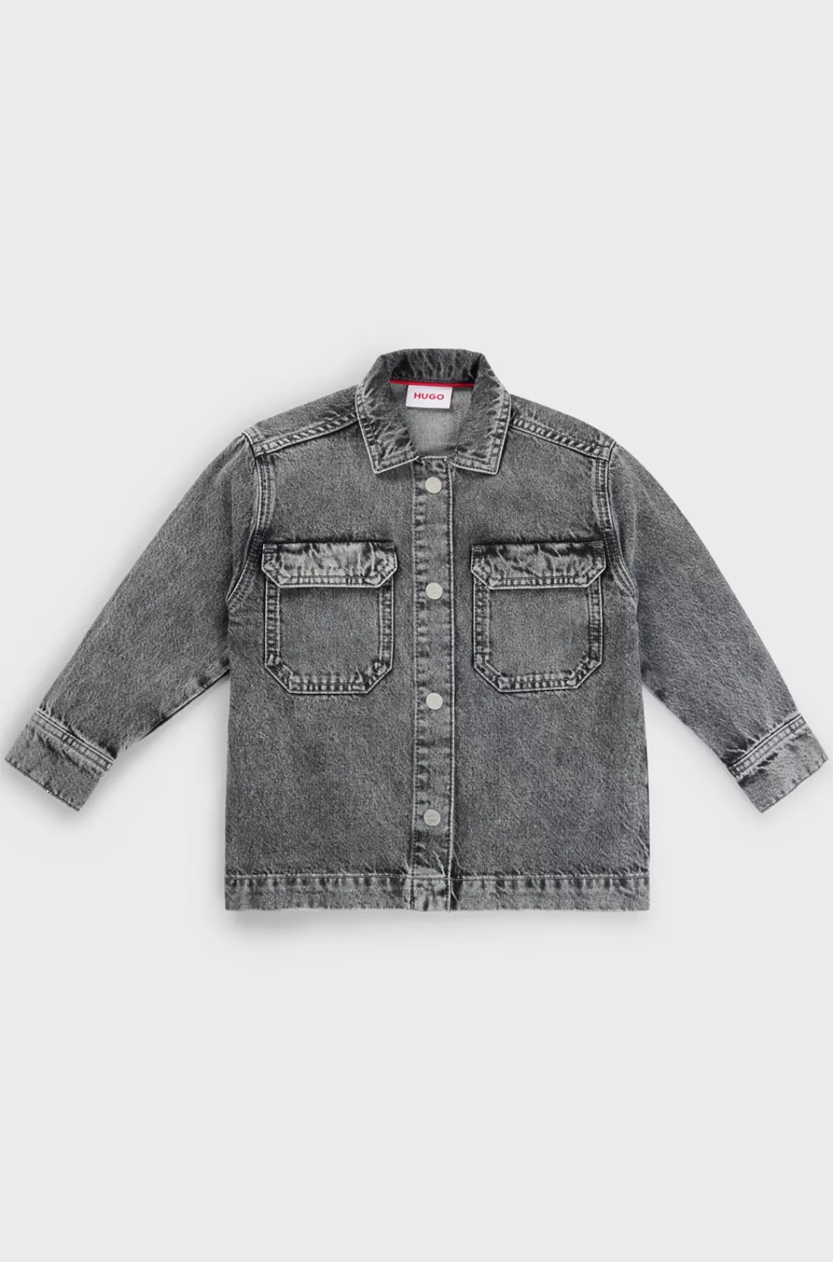 HUGO BOSS Sortvasket Yderskjorte Til Børn I Bomuldsdenim Mønstret Fashion