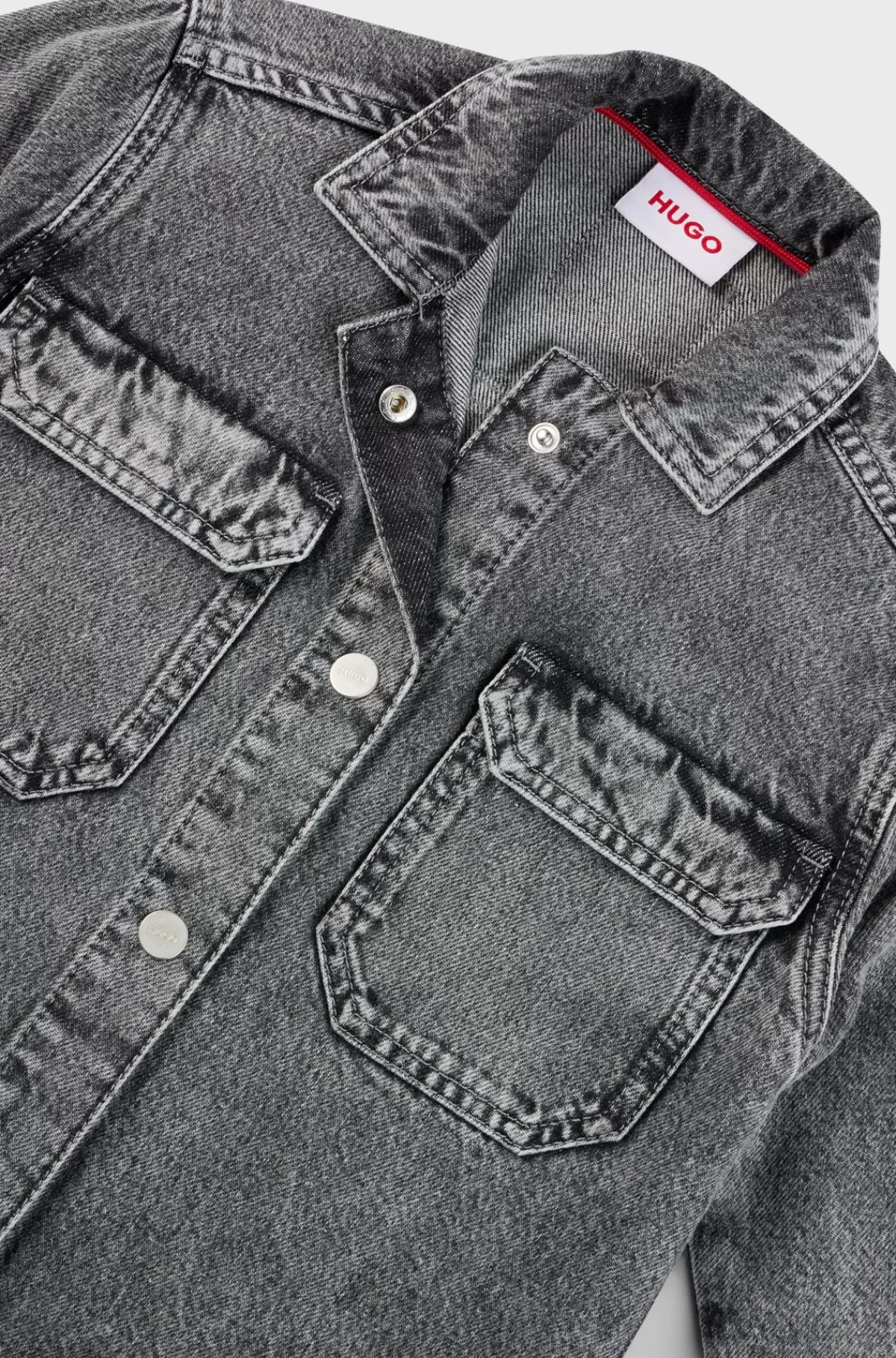 HUGO BOSS Sortvasket Yderskjorte Til Børn I Bomuldsdenim Mønstret Fashion
