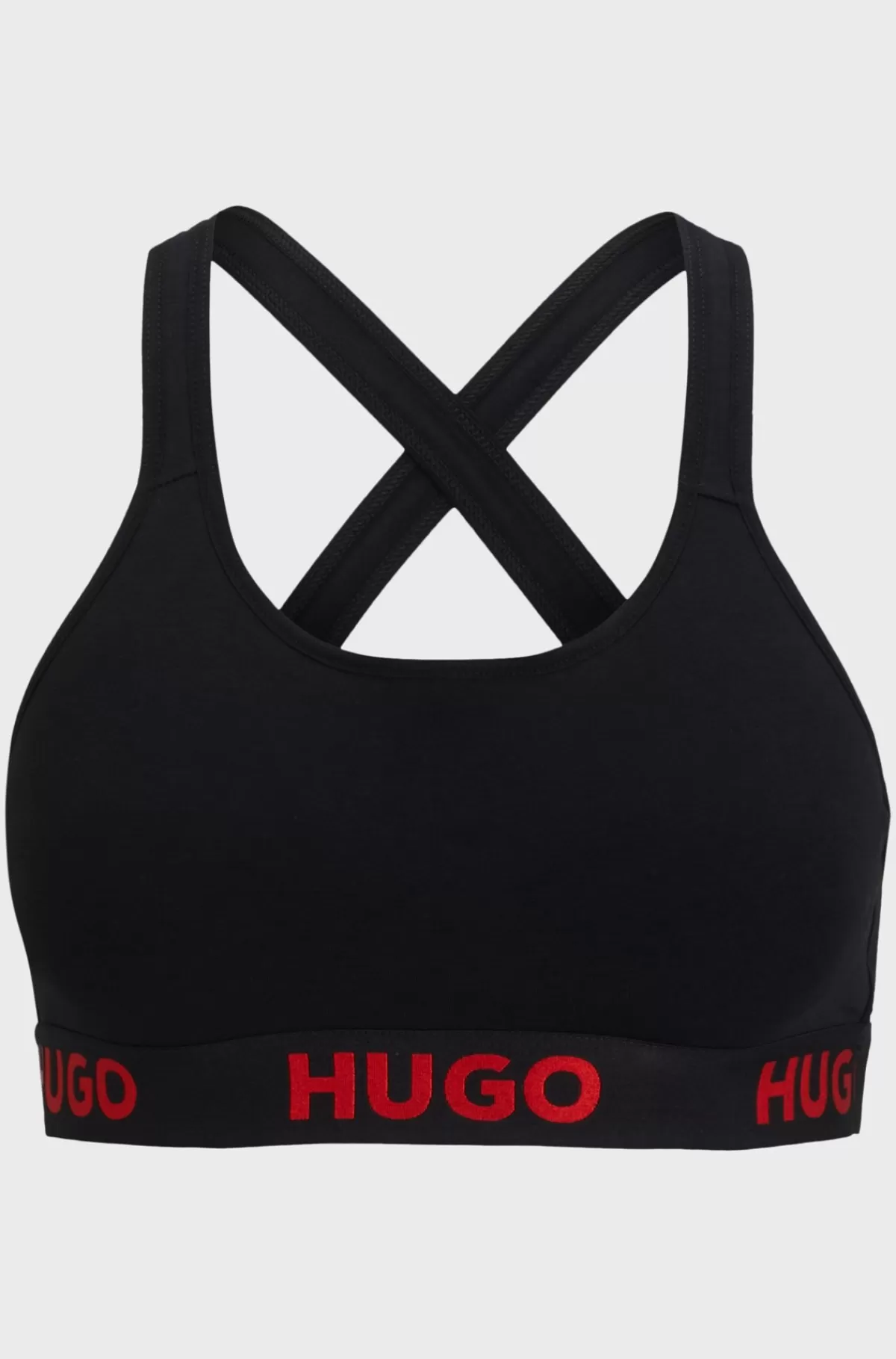 HUGO BOSS Sports-BH I Bomuld Med Stræk Og Med Logobånd Og Krydsede Stropper På Ryggen Sort Fashion