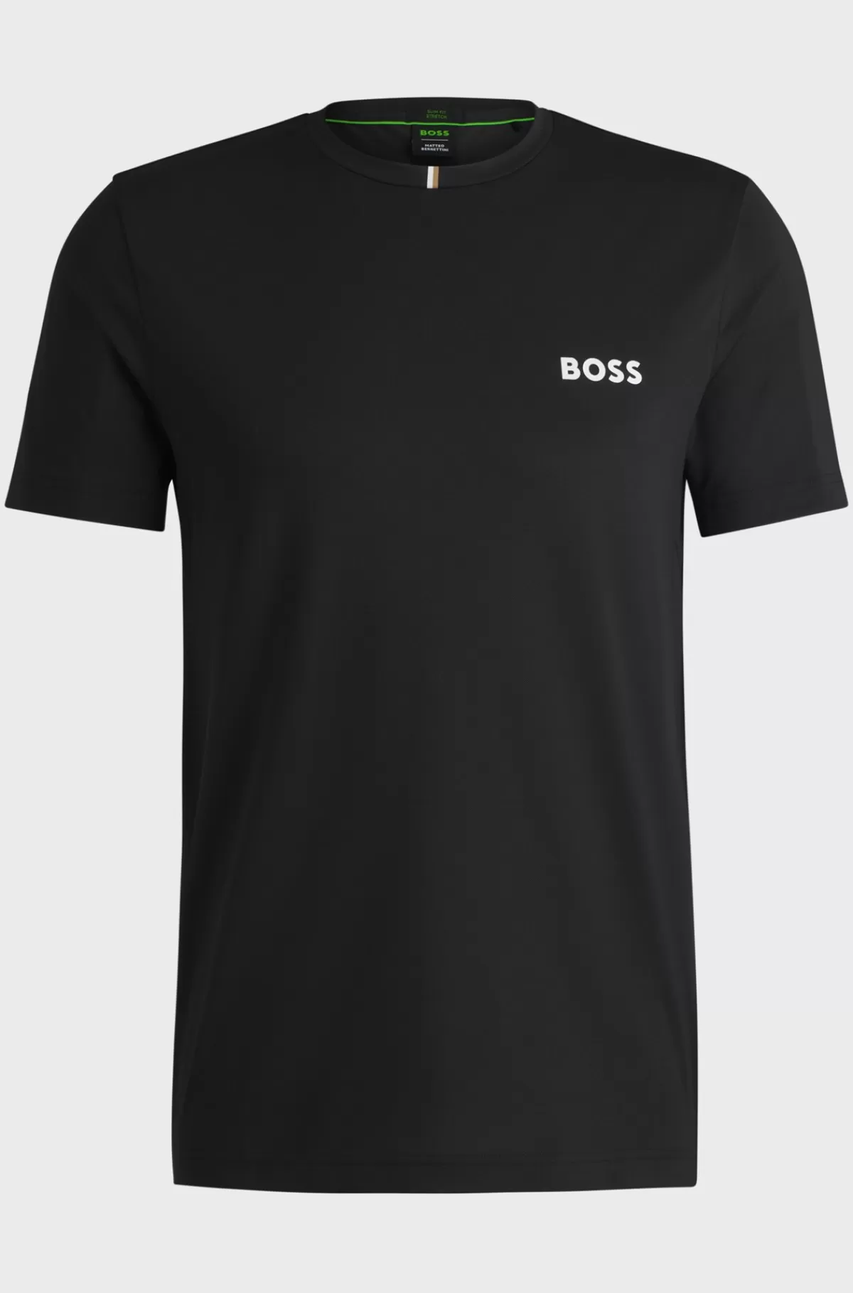 HUGO BOSS Sportslig T-shirt Fra BOSS X Matteo Berrettini I Fugttransporterende Piqué Sort Cheap