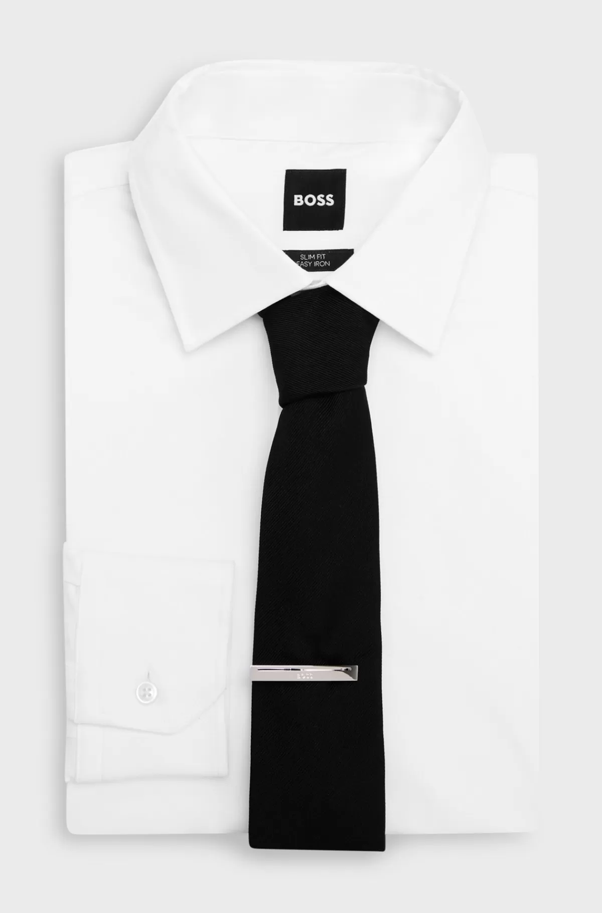HUGO BOSS Sæt Med Manchetknapper Og Slipsenål I Messing Med Indgraveret Logo Sølv Outlet