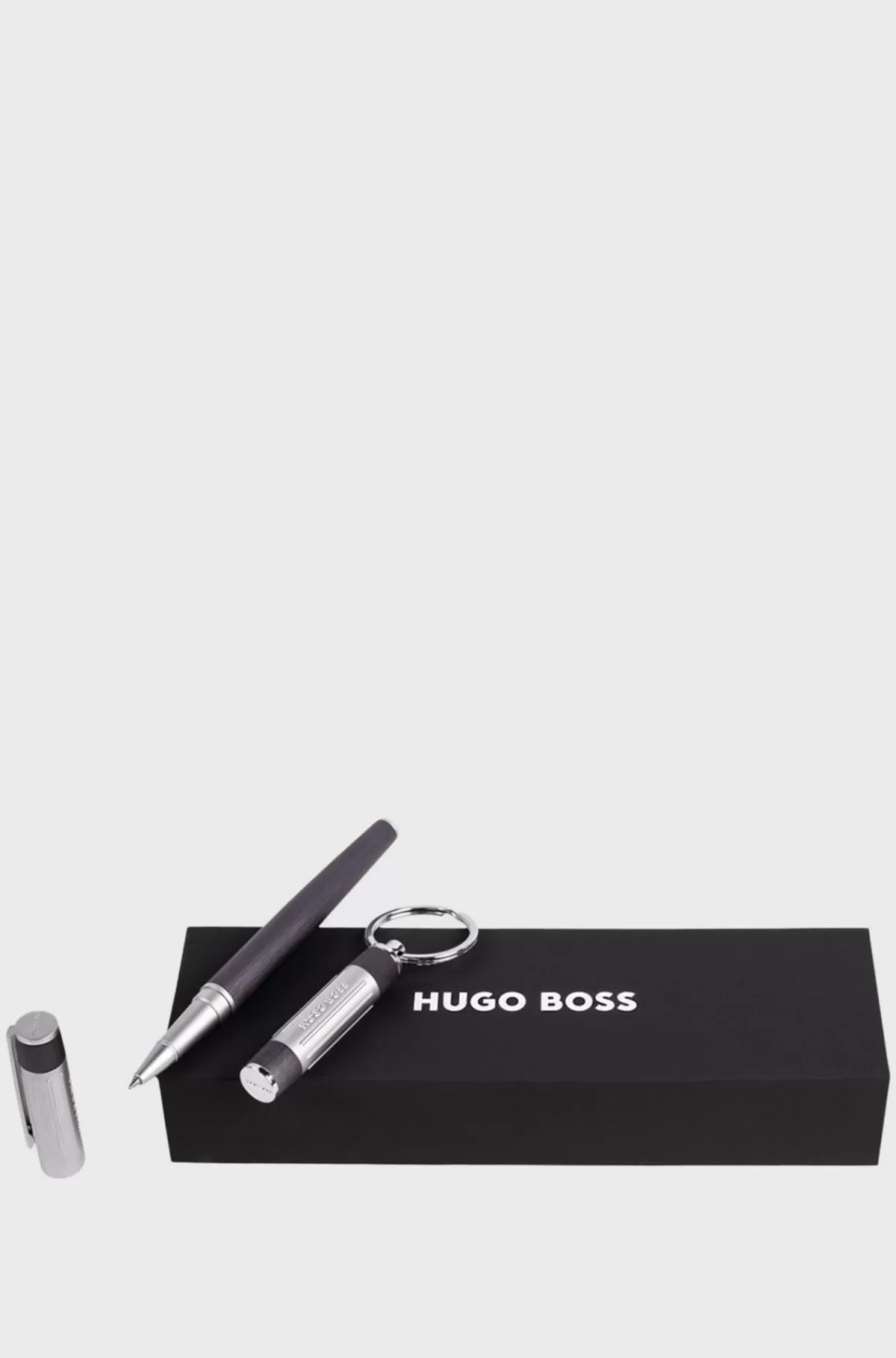 HUGO BOSS Sæt Med Nøglering I Gunmetal Og En Kuglepen Grå Online