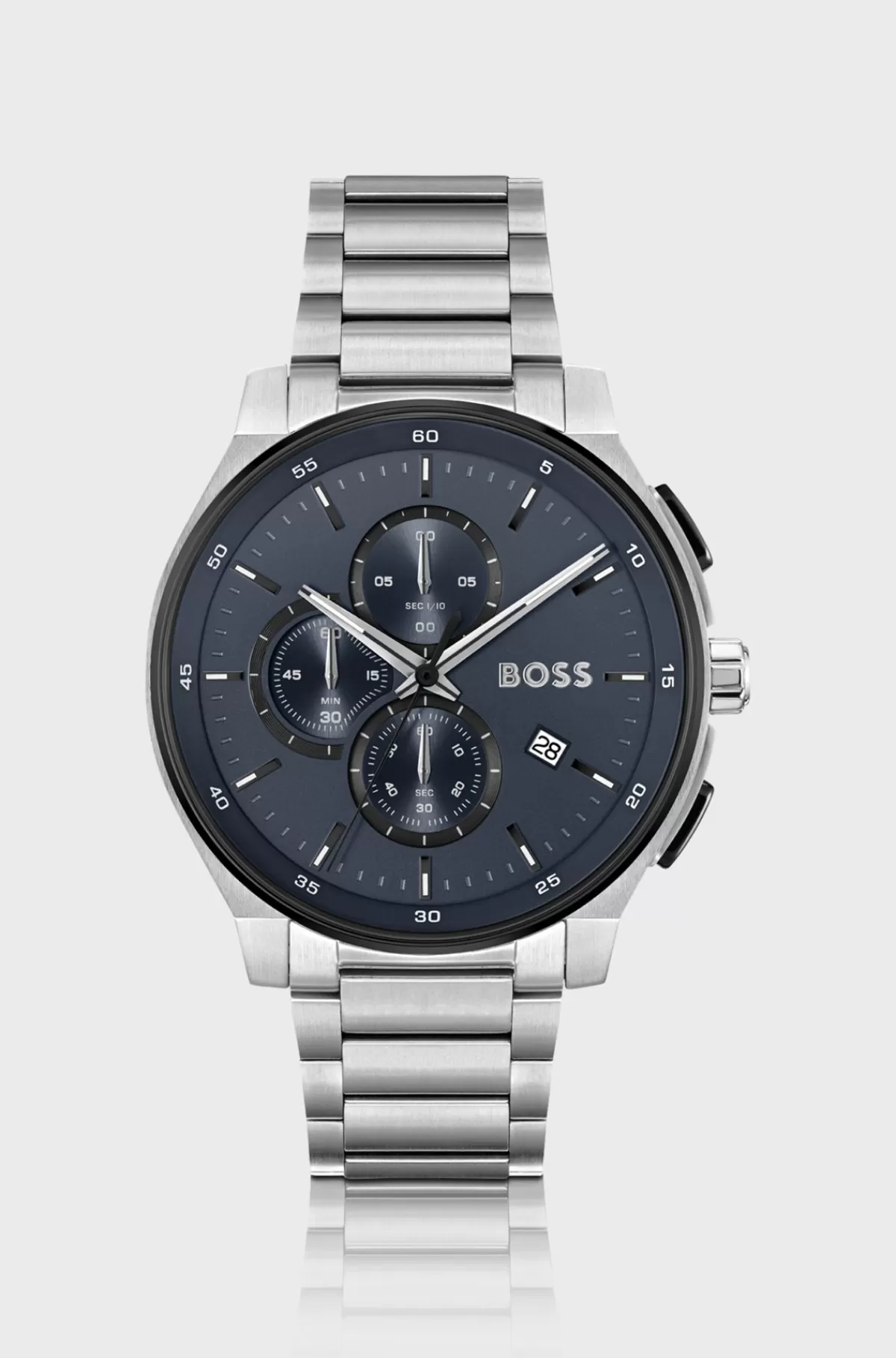 HUGO BOSS Stainless-steel Chronograph Watch With Matte-blue Dial Sølv Store
