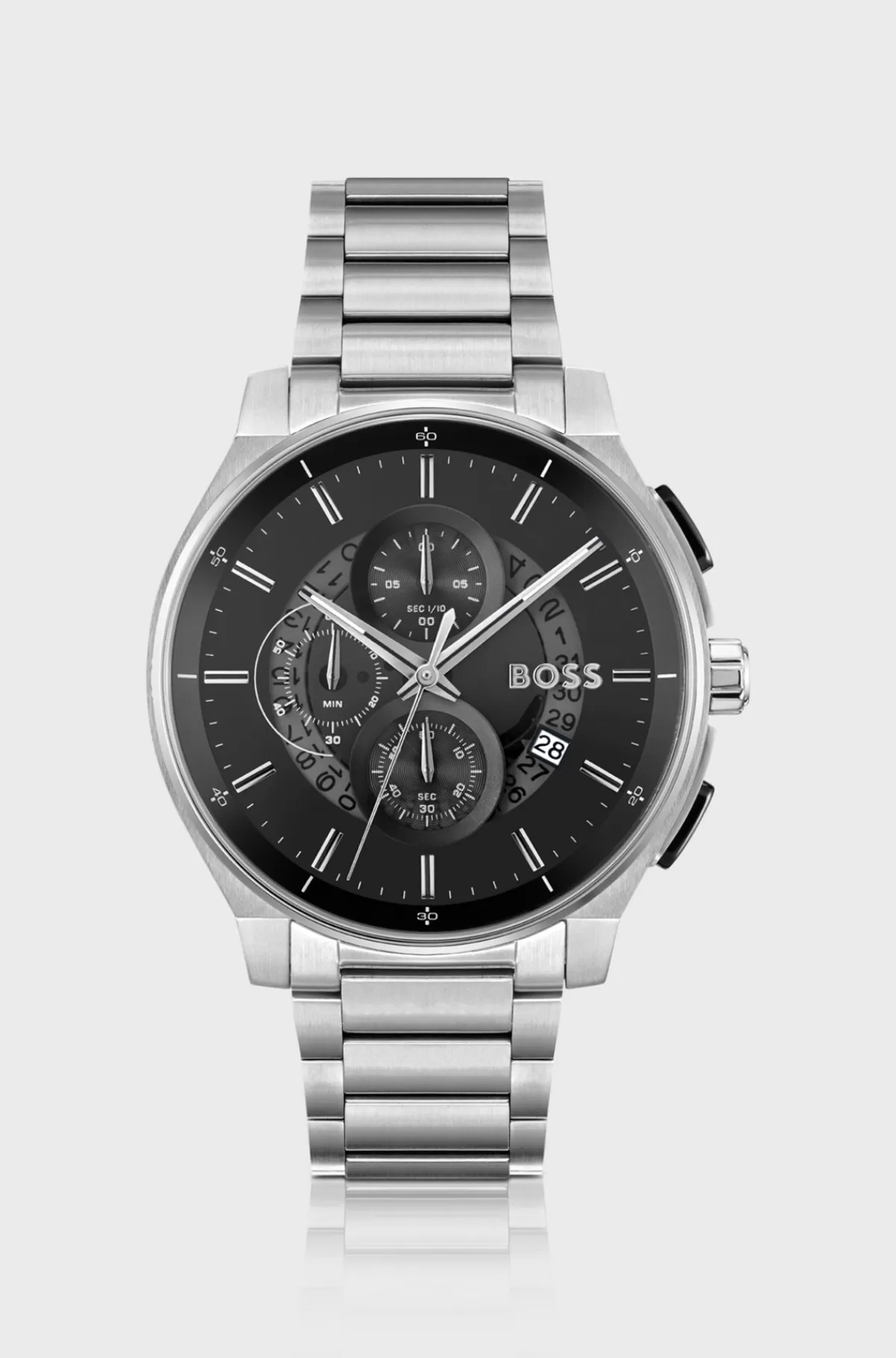 HUGO BOSS Stainless-steel Chronograph Watch With Transparent Dial Sølv Discount