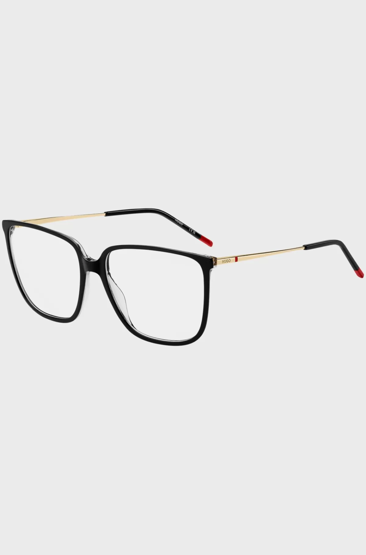 HUGO BOSS Stel Til Briller Med Styrke Af Sort Acetat Med Guldfarvede Stænger Lyseblå Outlet