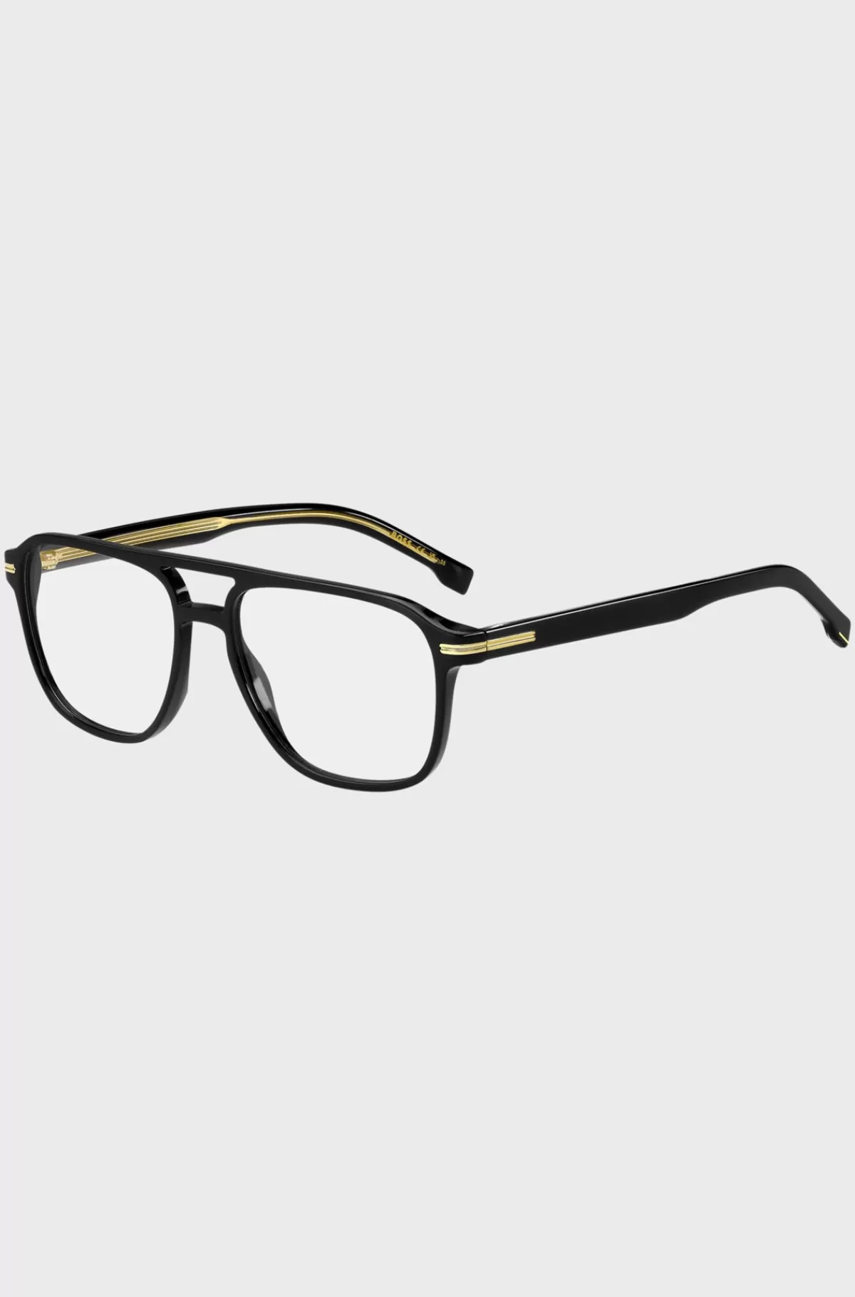 HUGO BOSS Stel Til Briller Med Styrke Fremstillet Af Acetat Med Guldfarvet Signaturmetal Sort Store