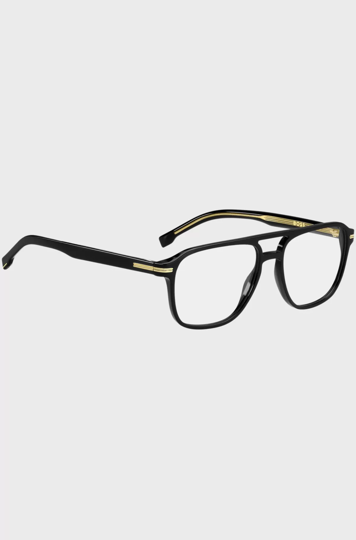 HUGO BOSS Stel Til Briller Med Styrke Fremstillet Af Acetat Med Guldfarvet Signaturmetal Sort Store