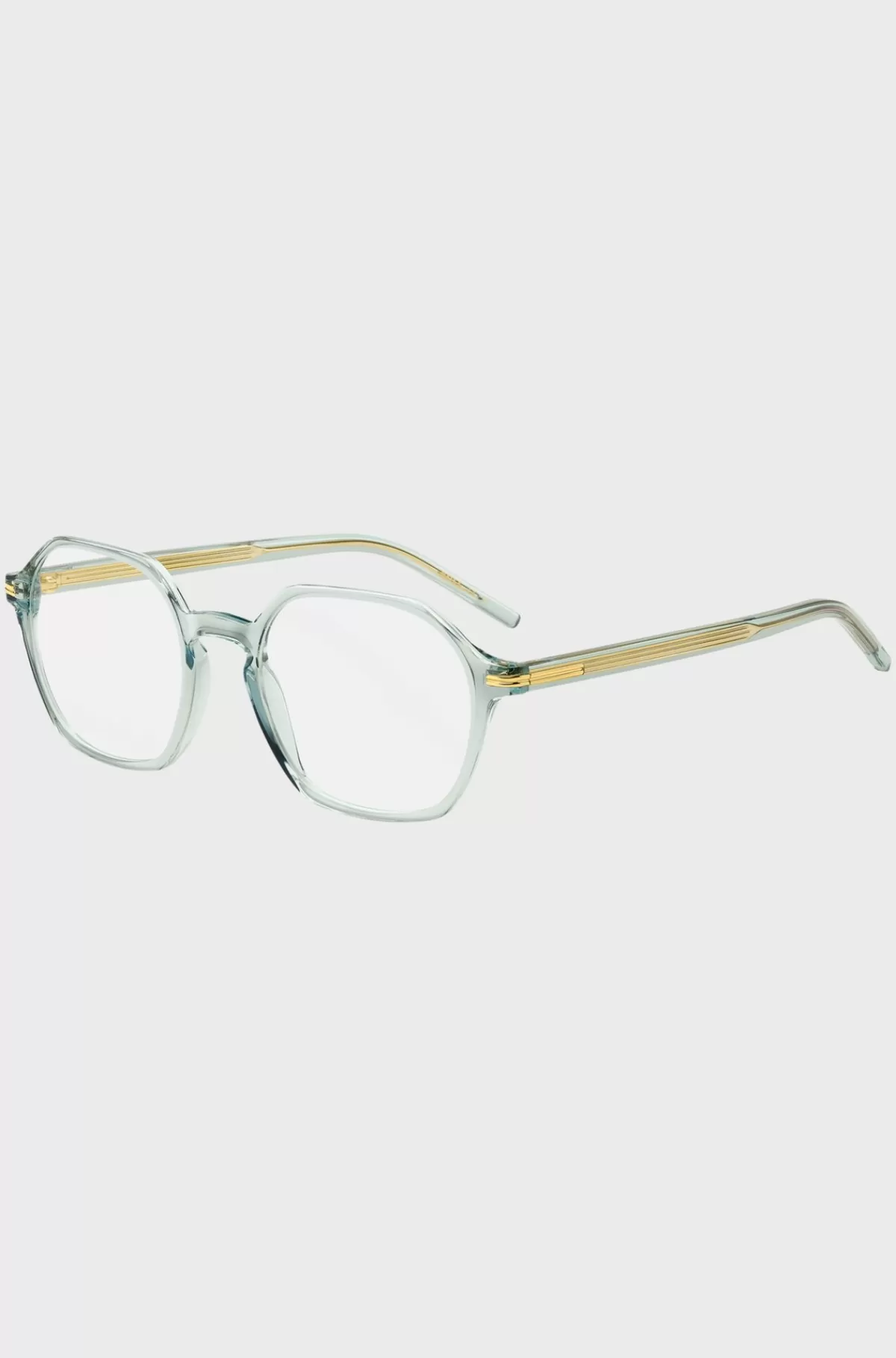 HUGO BOSS Stel Til Briller Med Styrke I Aquablå Acetat Med Guldfarvede Stænger Lyseblå Shop