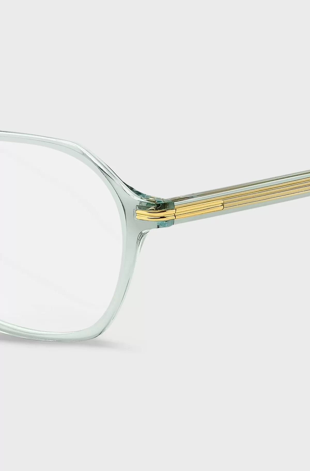 HUGO BOSS Stel Til Briller Med Styrke I Aquablå Acetat Med Guldfarvede Stænger Lyseblå Shop