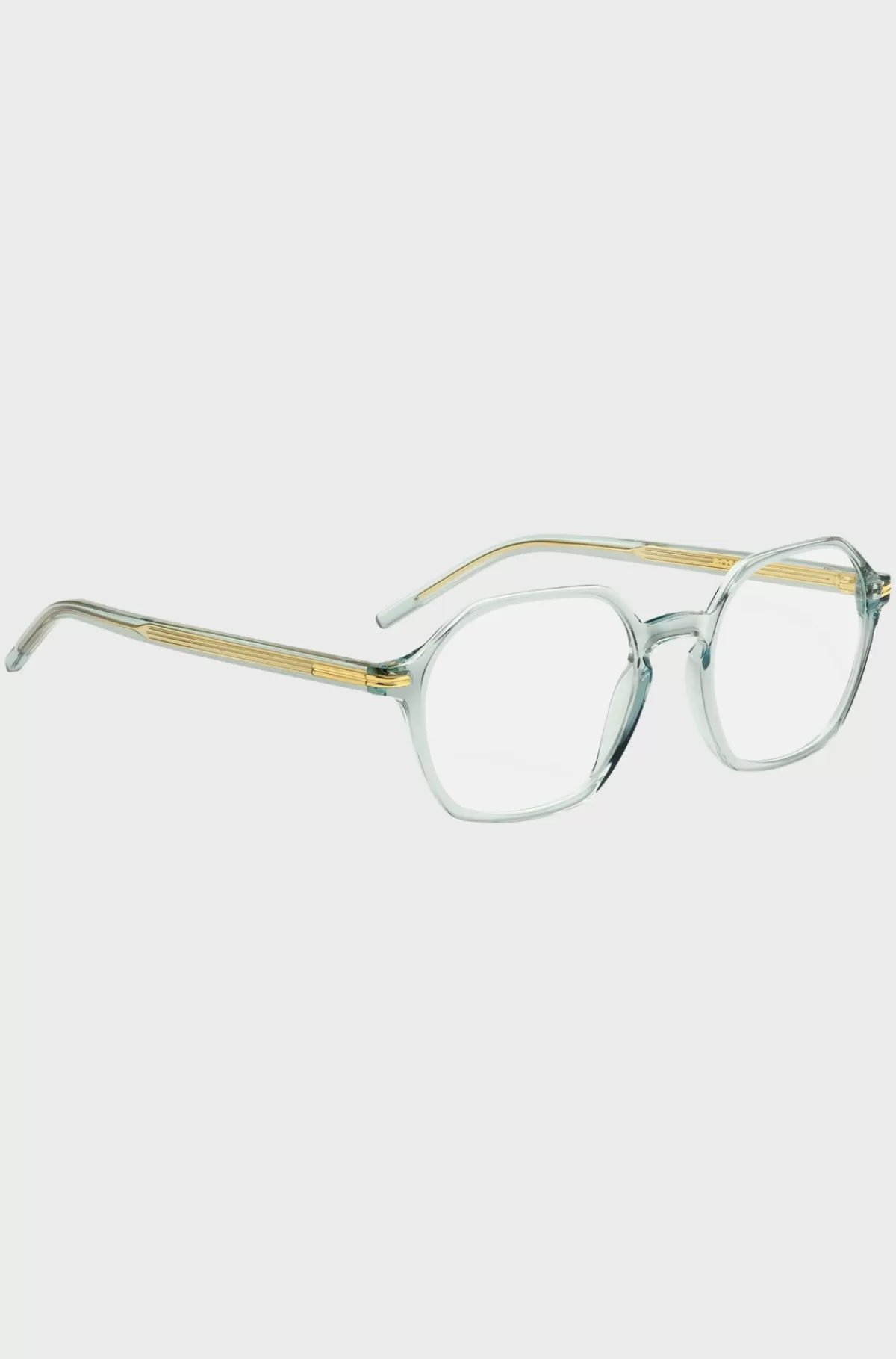 HUGO BOSS Stel Til Briller Med Styrke I Aquablå Acetat Med Guldfarvede Stænger Lyseblå Shop