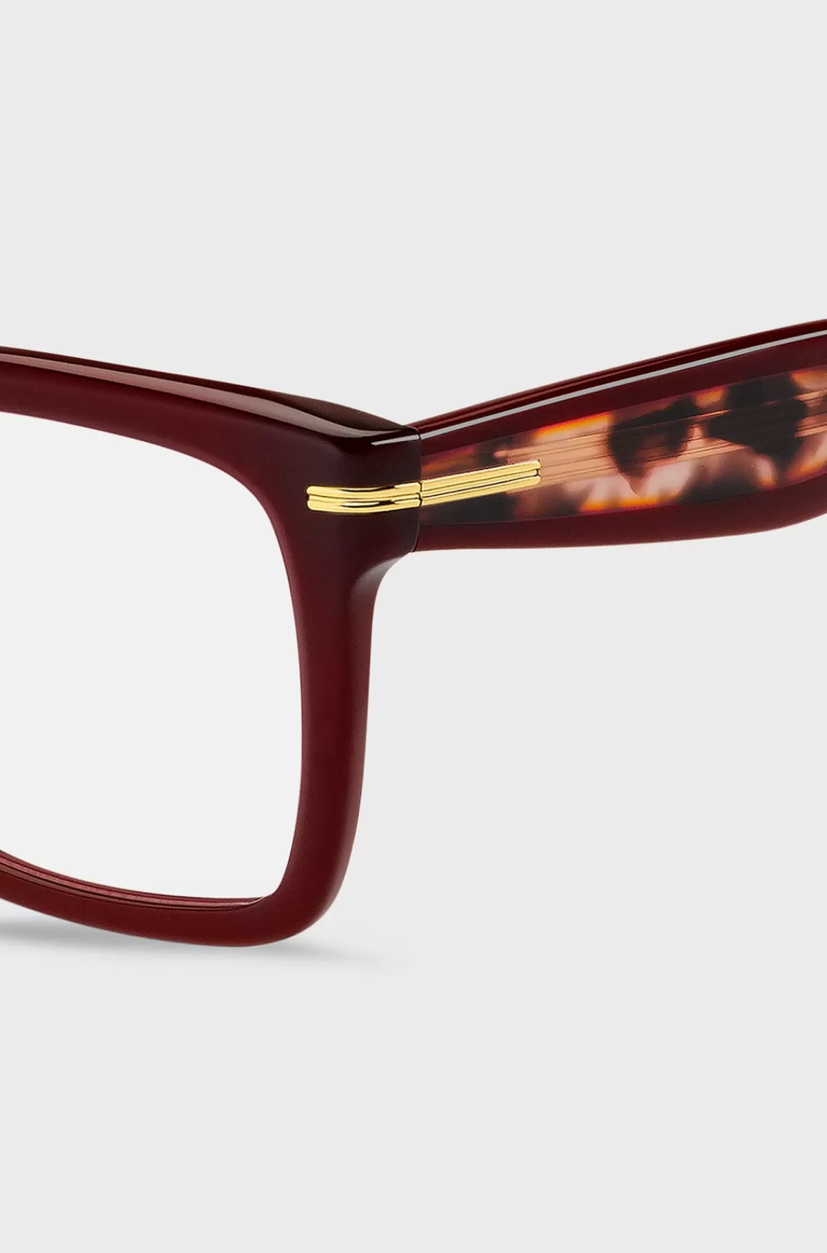 HUGO BOSS Stel Til Briller Med Styrke I Bordeaux Acetat Med Guldfarvede Hængsler Rød mønstret Store