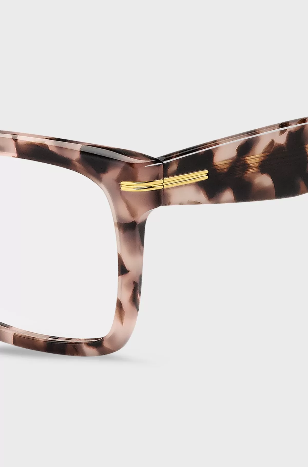 HUGO BOSS Stel Til Briller Med Styrke I Lyserød Havanaoptik Med Guldfarvede Hængsler Mønstret Cheap
