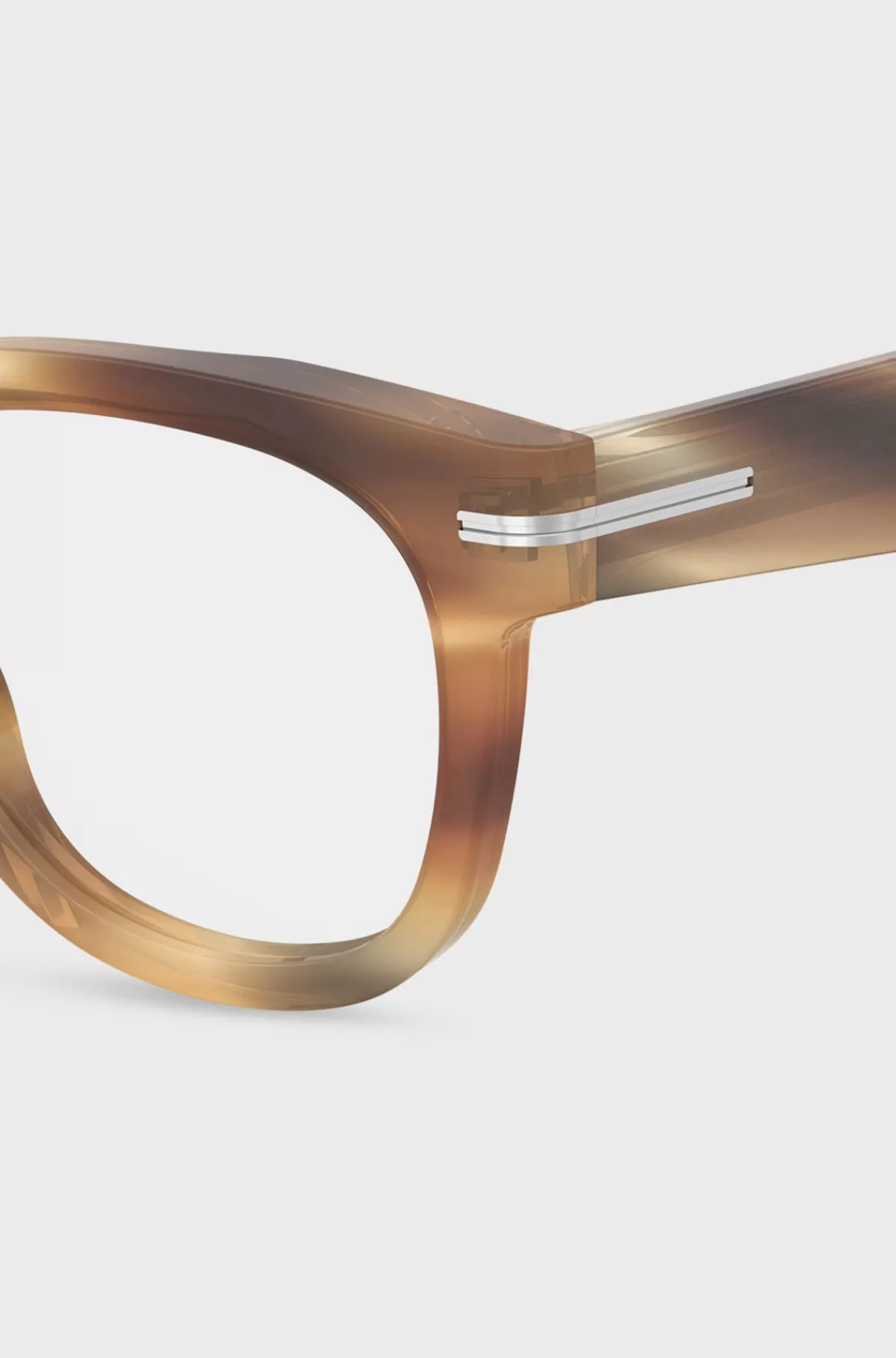 HUGO BOSS Stel Til Briller Med Styrke I Mønstret Acetat Med Sølvfarvede Hængsler Brun Discount