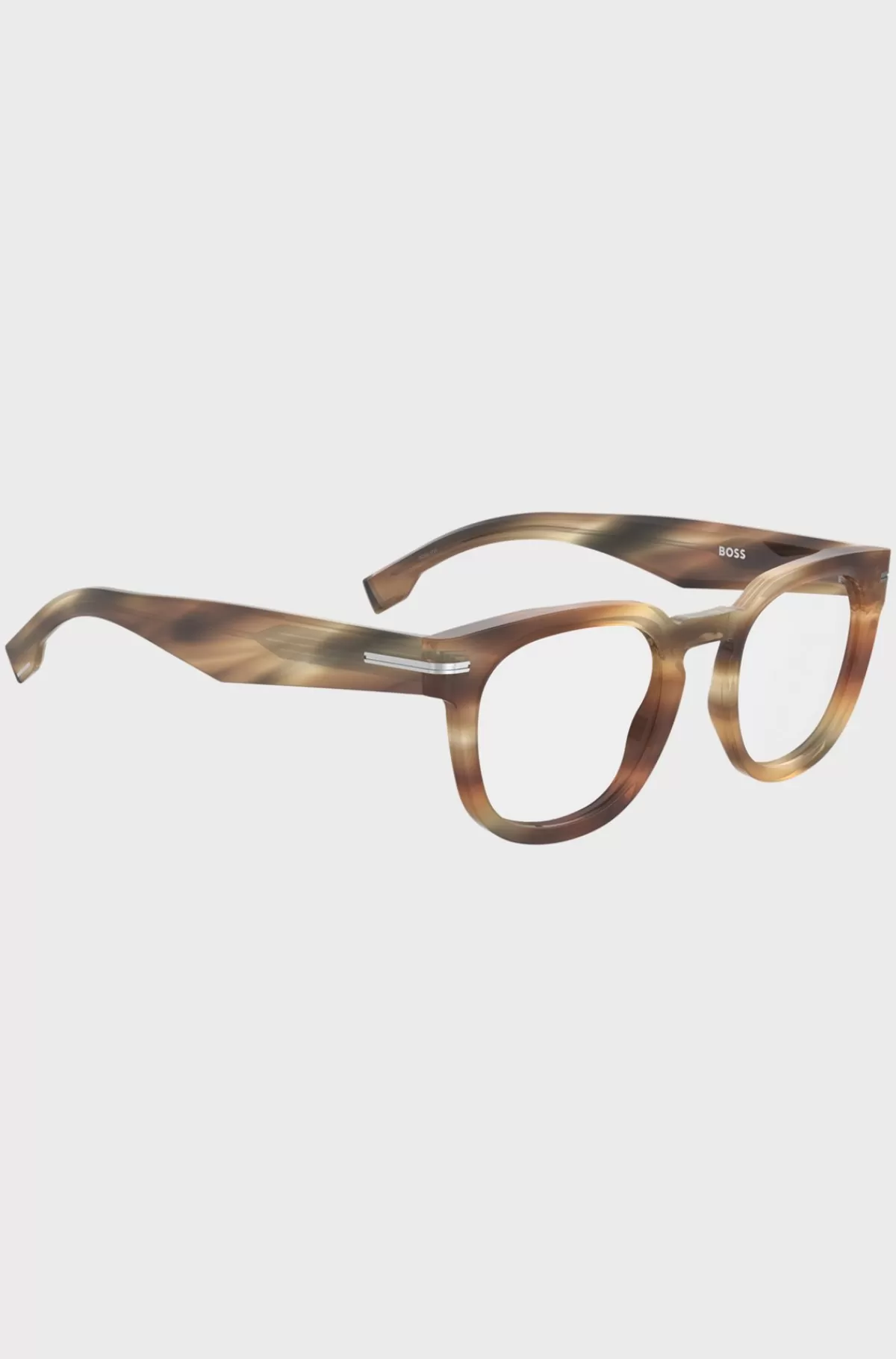 HUGO BOSS Stel Til Briller Med Styrke I Mønstret Acetat Med Sølvfarvede Hængsler Brun Discount
