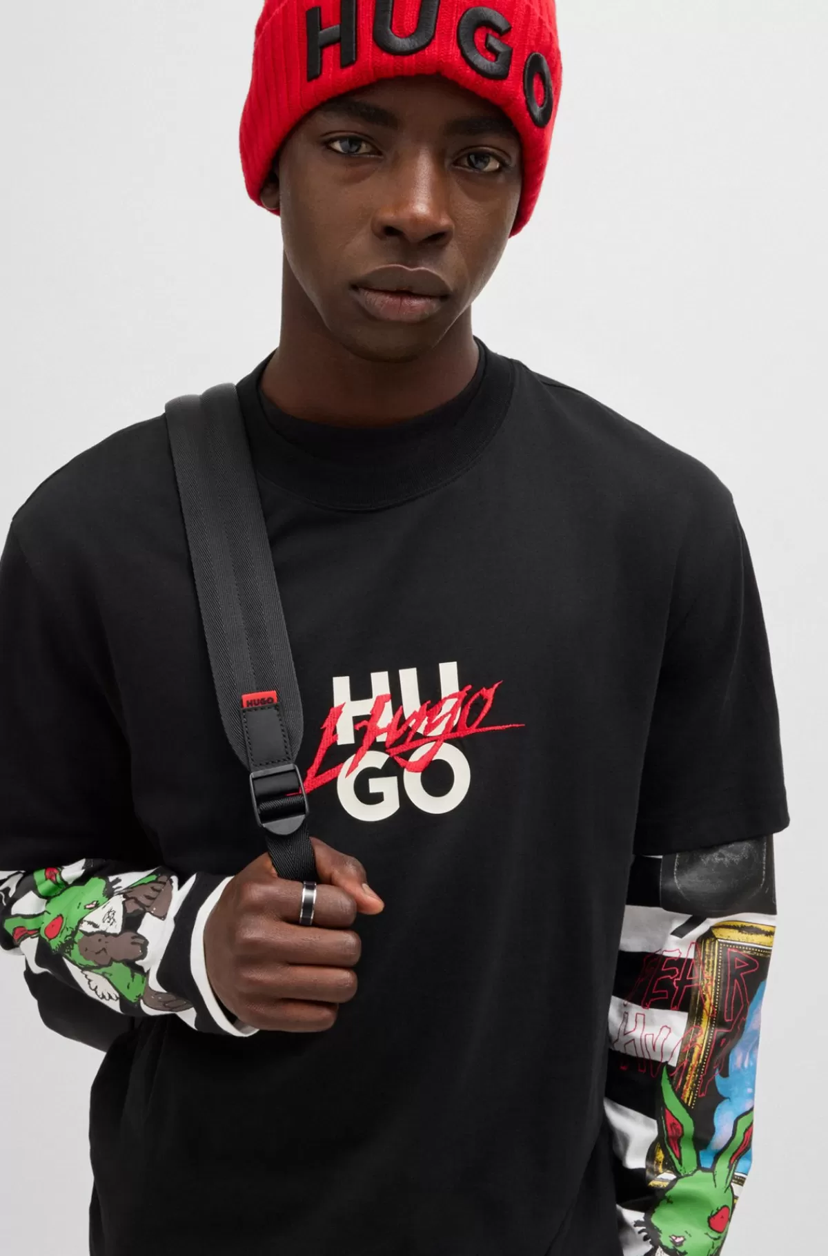 HUGO BOSS Stålring Med Emalje Sort Clearance