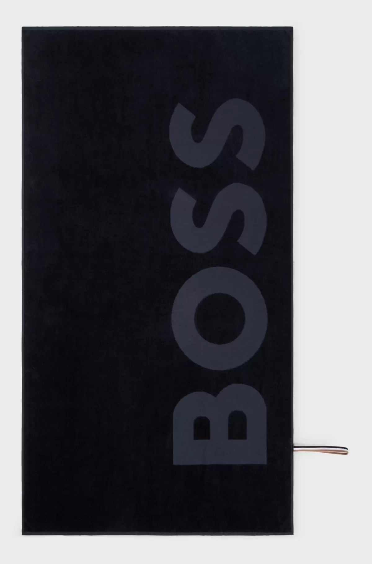 HUGO BOSS Strandhåndklæde I Bomuldsfløjl Med Formet Logo Sort Online