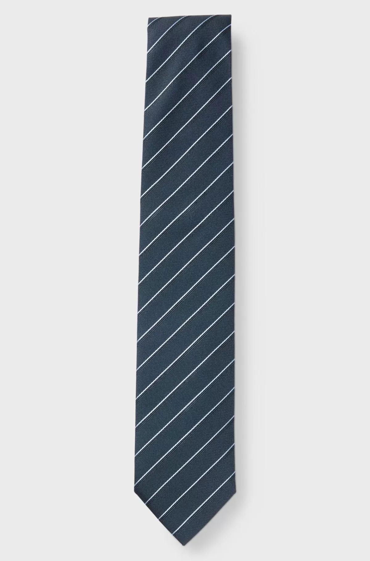 HUGO BOSS Stribet Slips I En Jacquardvævet Silkeblanding Mørkeblå Sale