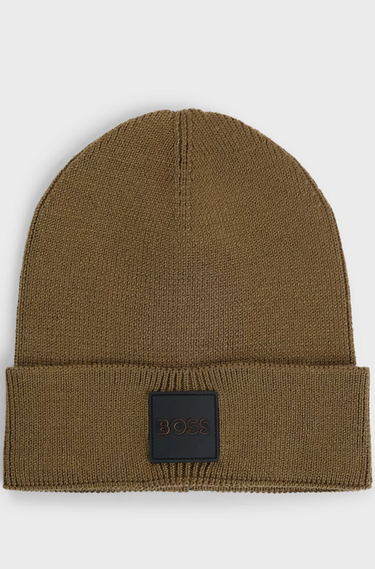 HUGO BOSS Strikhue I Uldblanding Med Logobadge Kaki Fashion
