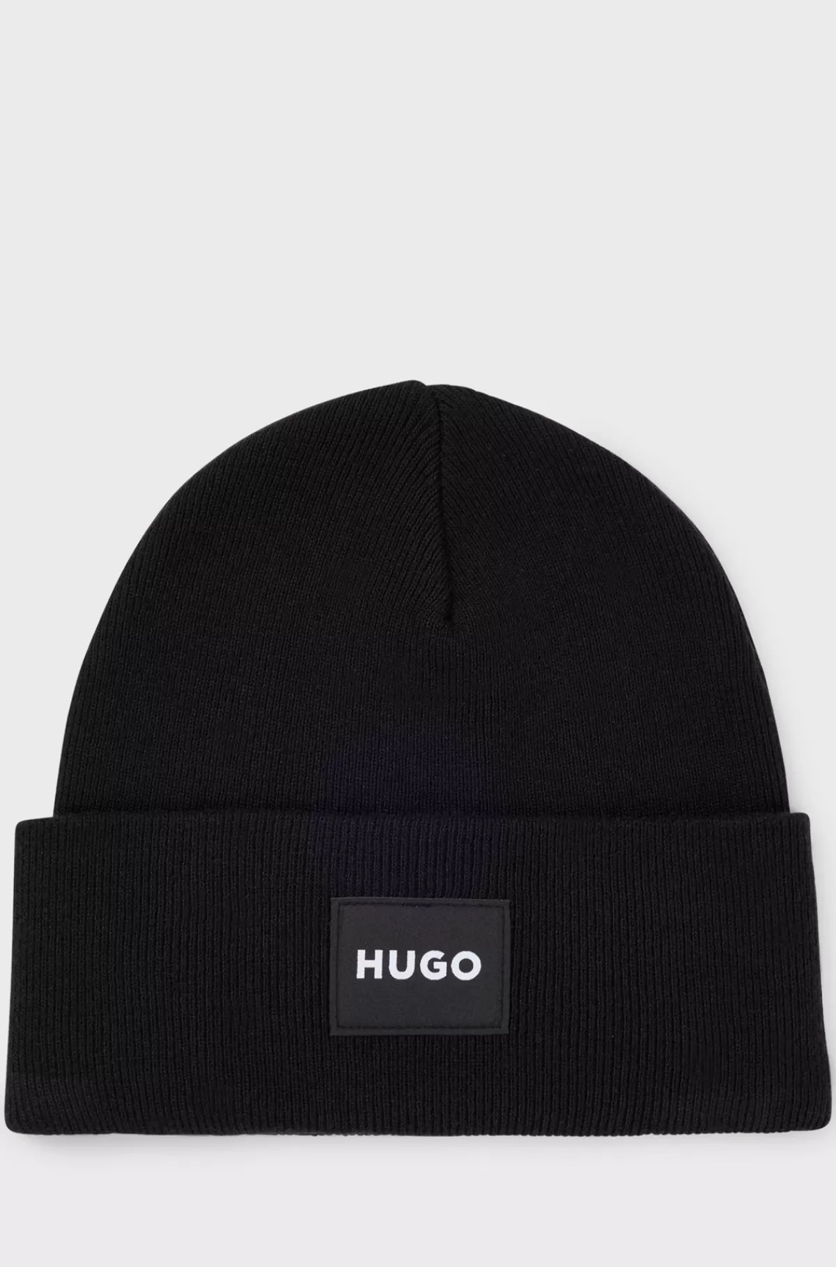 HUGO BOSS Strikket Hue Med Logodetalje Sort Discount