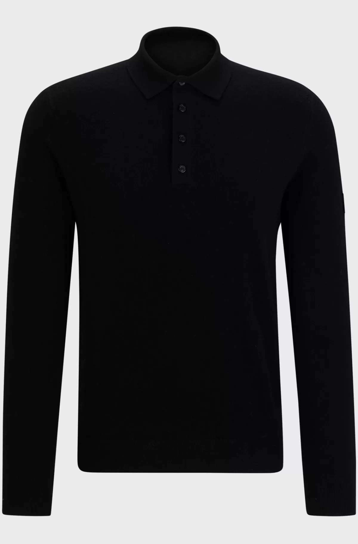 HUGO BOSS Strikket Polo Til Hestesport I En Bomulds- Og Kashmirblanding Sort Store