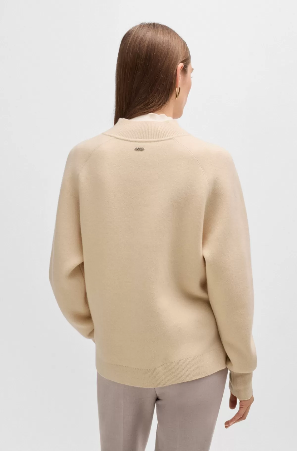 HUGO BOSS Strikket Sweater I Ny Uld Og Kashmir Lys beige Shop