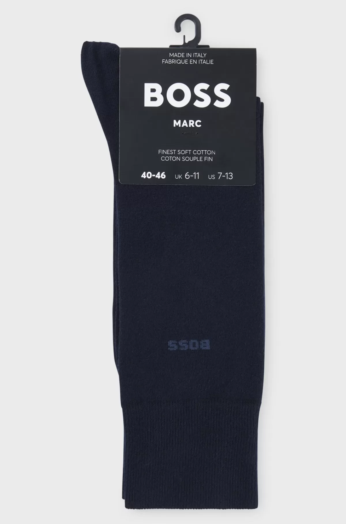 HUGO BOSS Strømper Med Logo I Almindelig Længde Fremstillet Af Kæmmet Bomuld Mørkeblå Clearance