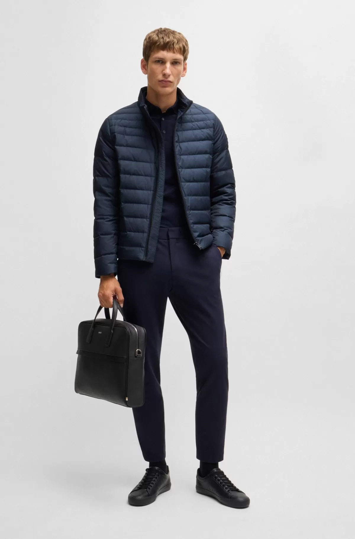 HUGO BOSS Struktureret Dokumentmappe Med Logobogstaver Sort Cheap