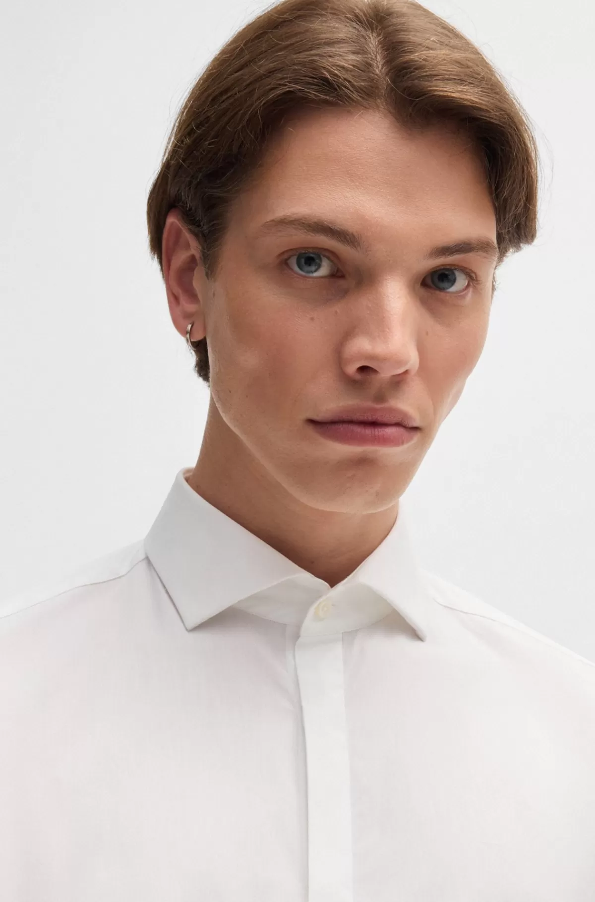 HUGO BOSS Strygelet Skjorte Med Slim Fit I Bomuldspoplin Hvid Best Sale