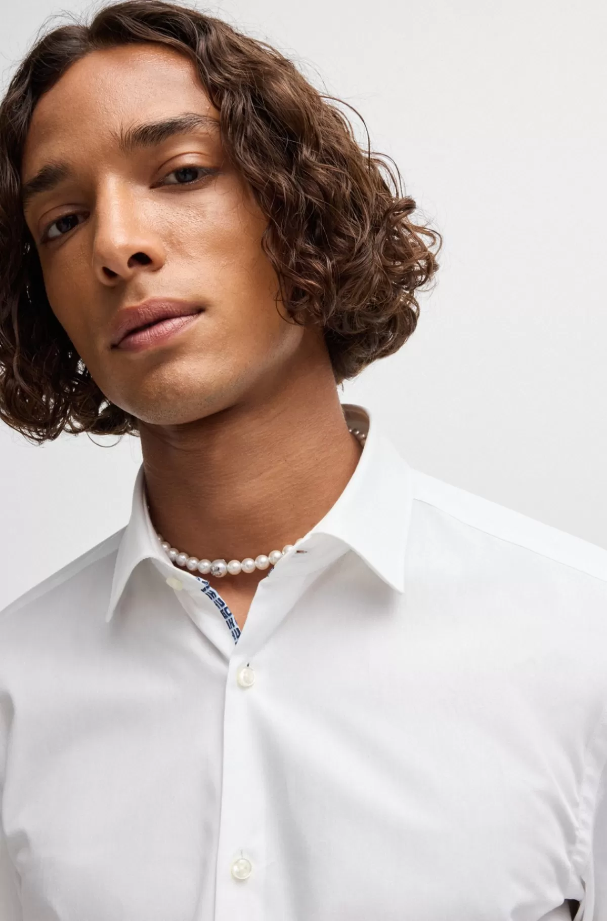 HUGO BOSS Strygelet Skjorte Med Slim Fit I Bomuldspoplin Hvid Sale