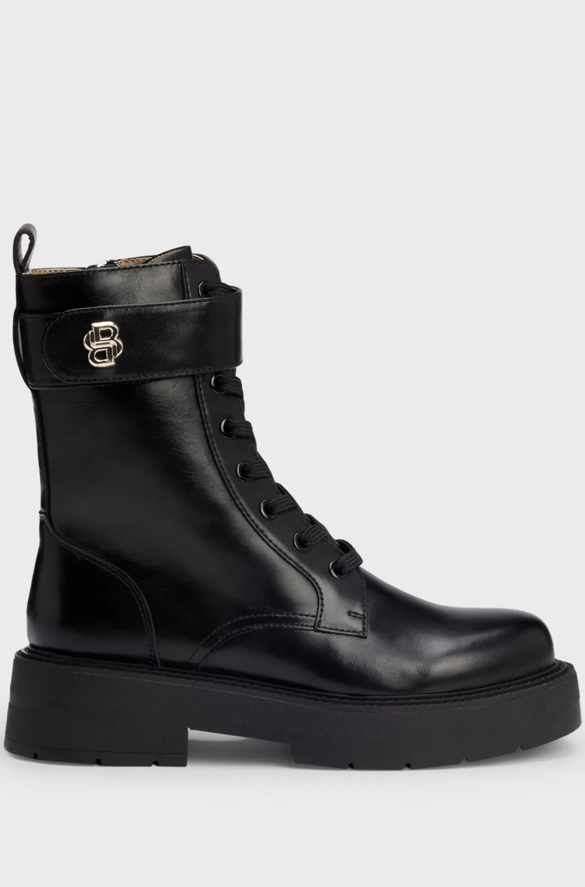 HUGO BOSS Støvler I Læder Med Snørebånd Og Dobbelt B-monogram Sort Sale