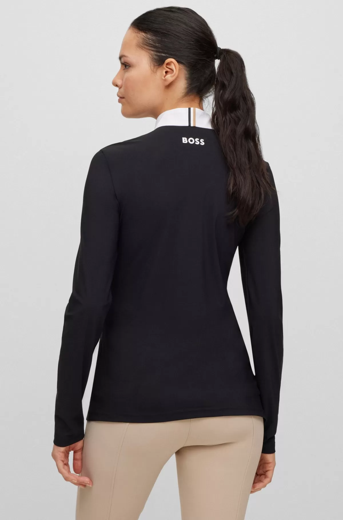 HUGO BOSS Stævneskjorte Med Slim Fit Til Hestesport I Materiale Med Ekstra Stræk Sort Discount