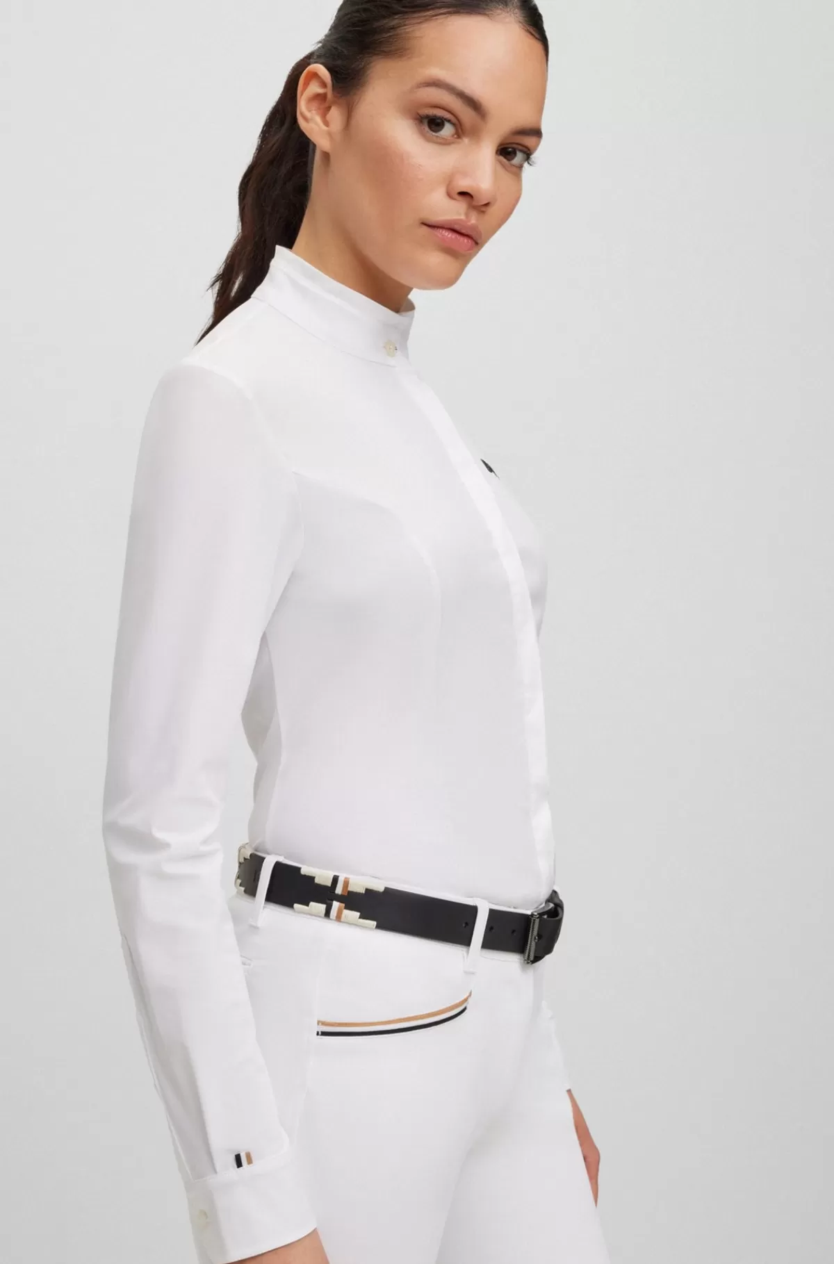 HUGO BOSS Stævneskjorte Til Hestesport Med Slim Fit I Blandede Materialer Hvid Online