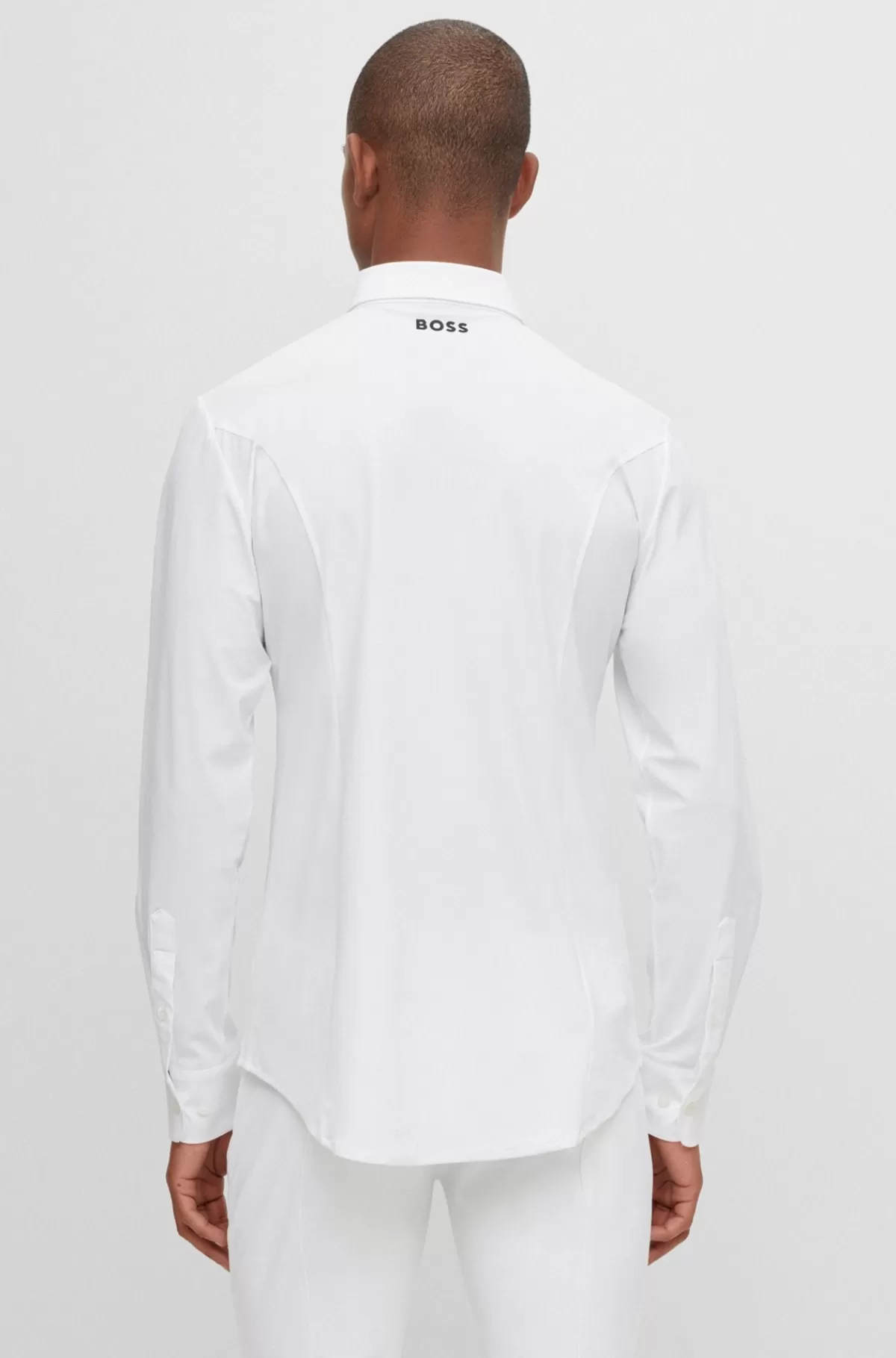 HUGO BOSS Stævneskjorte Til Hestesport Med Slim Fit I Blandede Materialer Hvid Shop