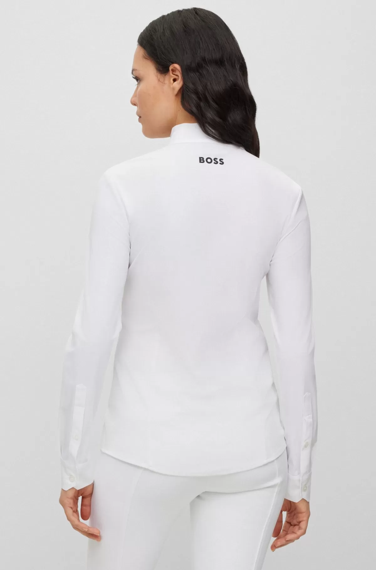 HUGO BOSS Stævneskjorte Til Hestesport Med Slim Fit I Blandede Materialer Hvid Online