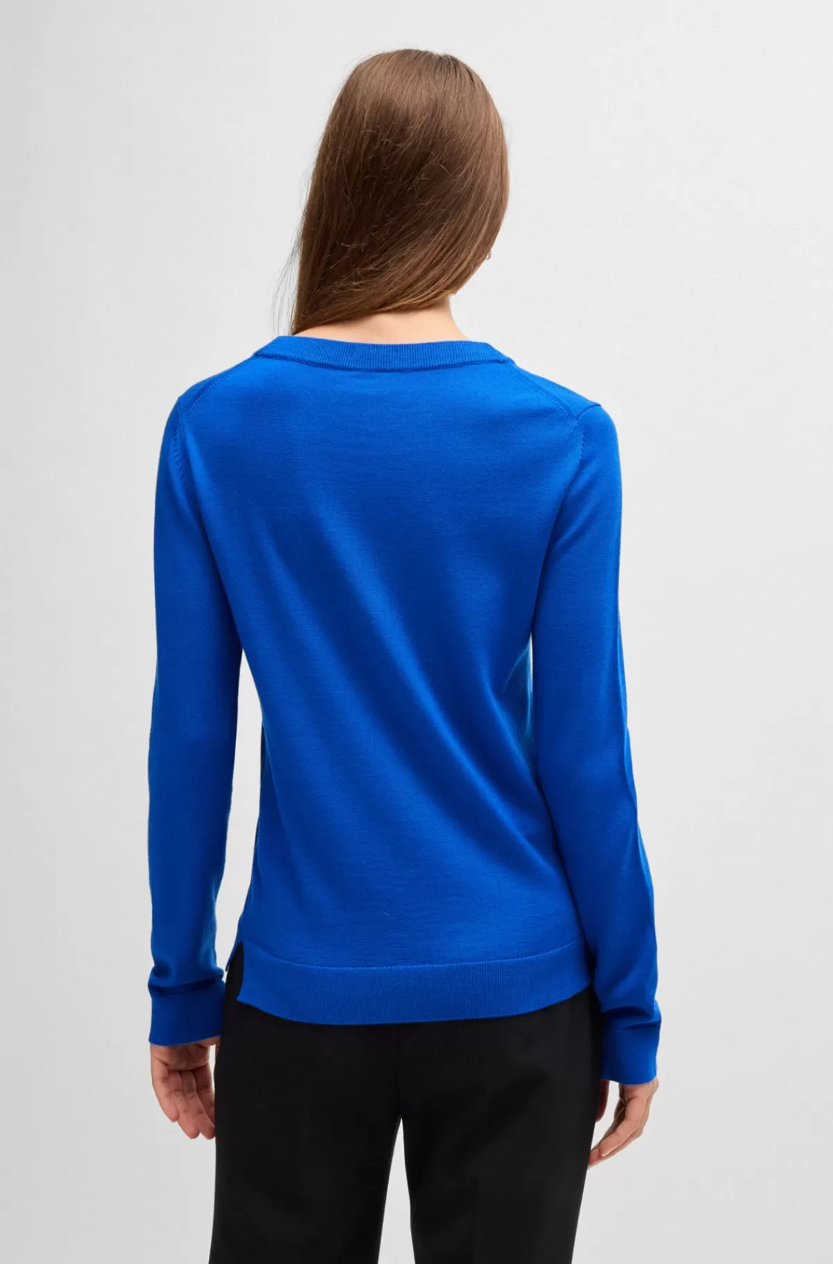 HUGO BOSS Sweater I Merinould Med Crew Neck Blå New
