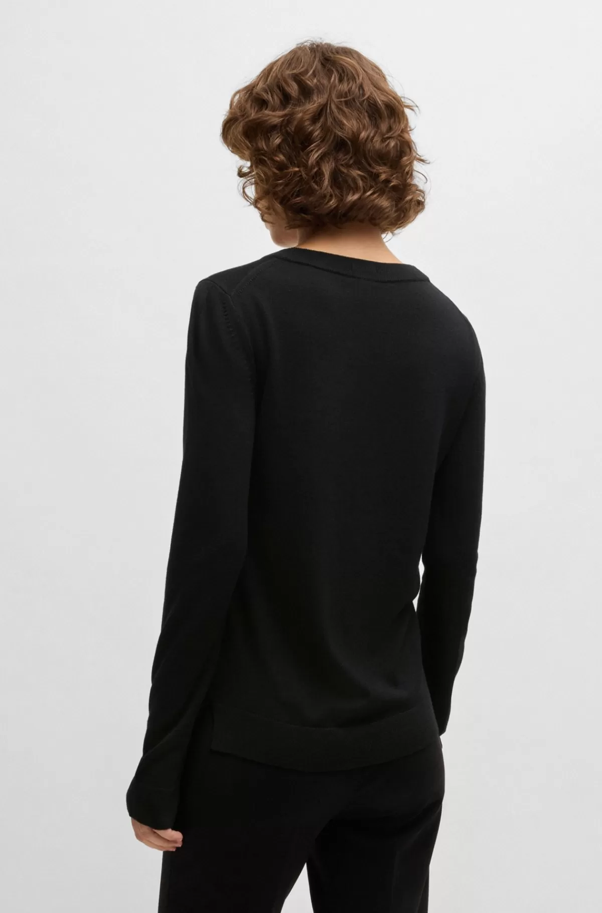 HUGO BOSS Sweater I Merinould Med Crew Neck Sort Cheap