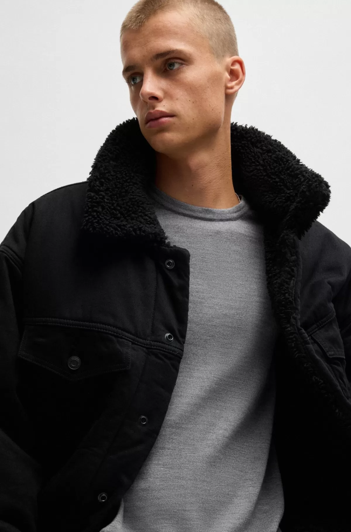 HUGO BOSS Sweater I Ny Uld Med Broderet Logo Grå Best Sale