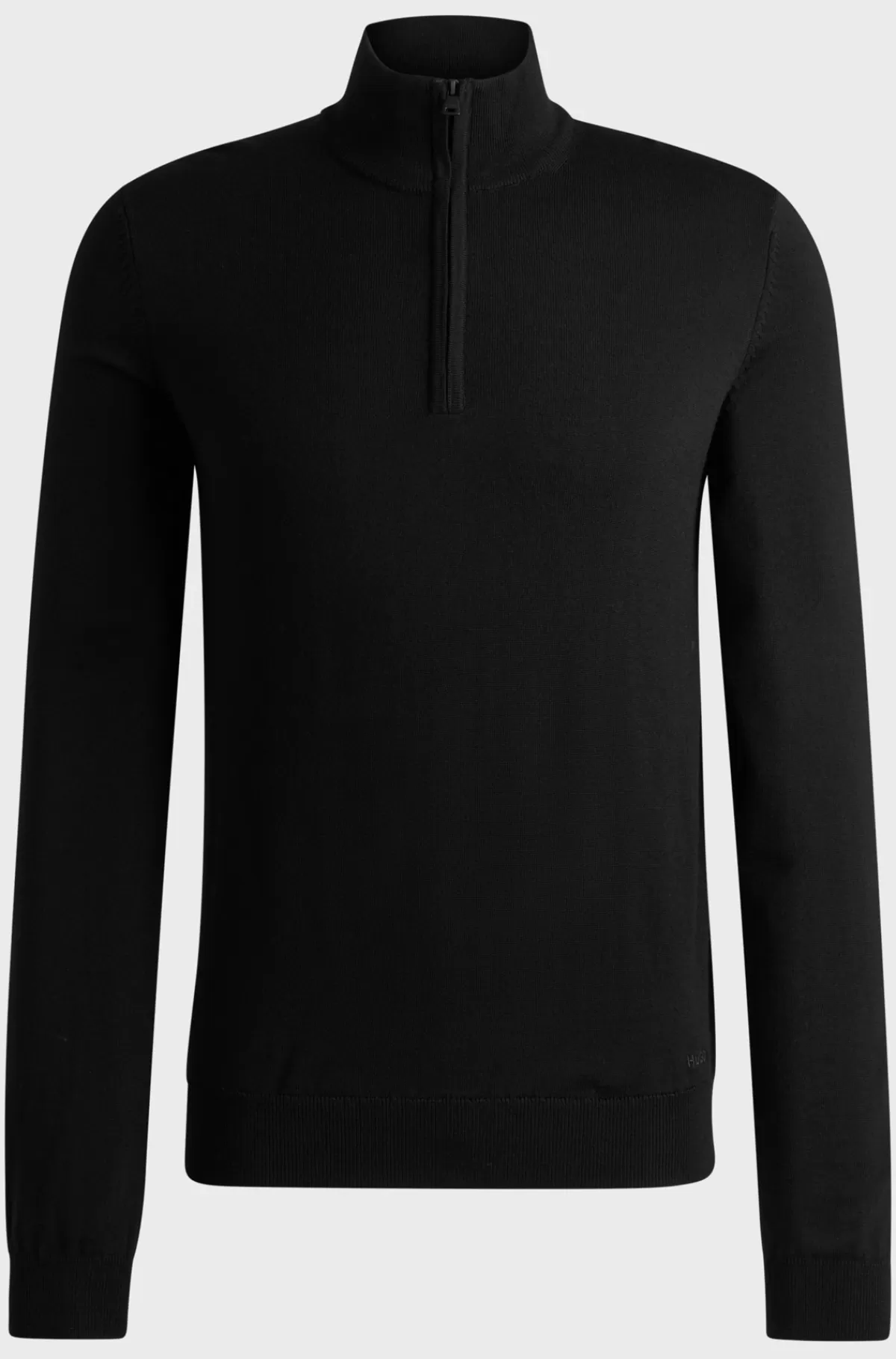 HUGO BOSS Sweater I Ny Uld Med Regular Fit Og Lynlås I Halsen Sort Best Sale