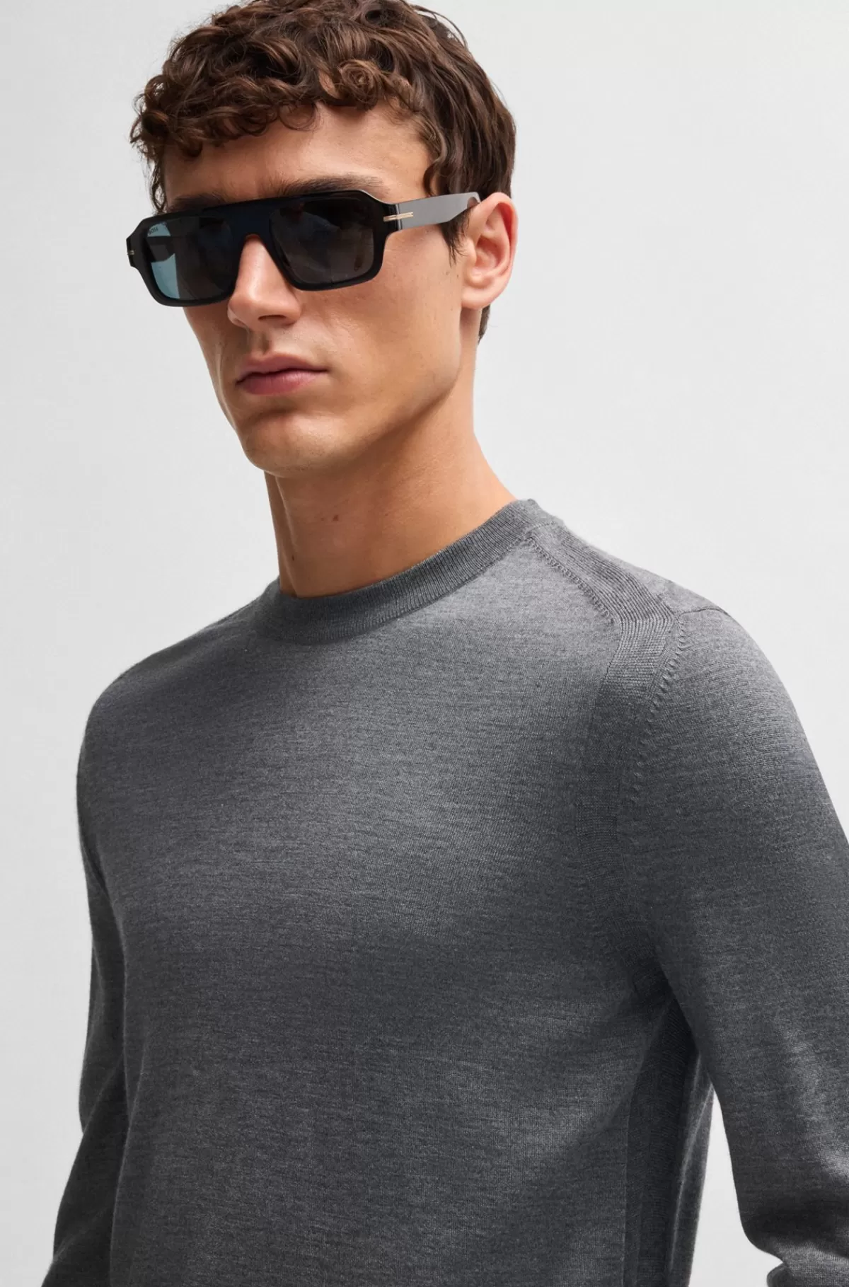 HUGO BOSS Sweater I Regular Fit I Uld, Silke Og Kashmir Grå Fashion