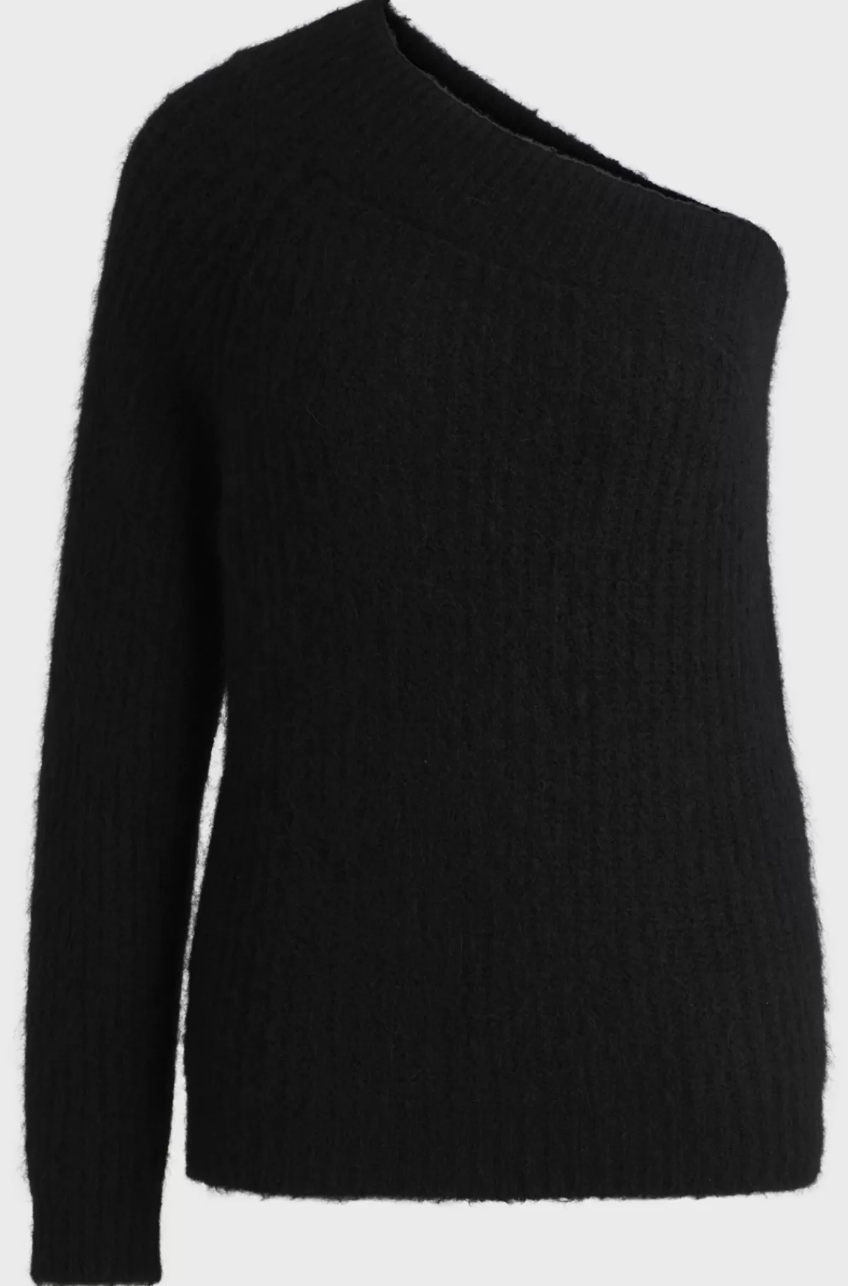 HUGO BOSS Sweater I Silke Med Strikket Struktur, Enkelt Skulder Og Regular Fit Sort Sale