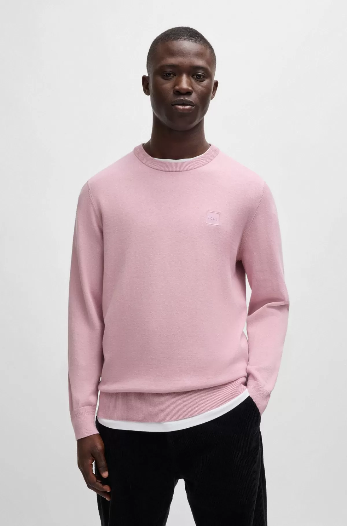 HUGO BOSS Sweater Med Crew Neck Og Logo I Bomuld Og Kashmir Lyslilla Best