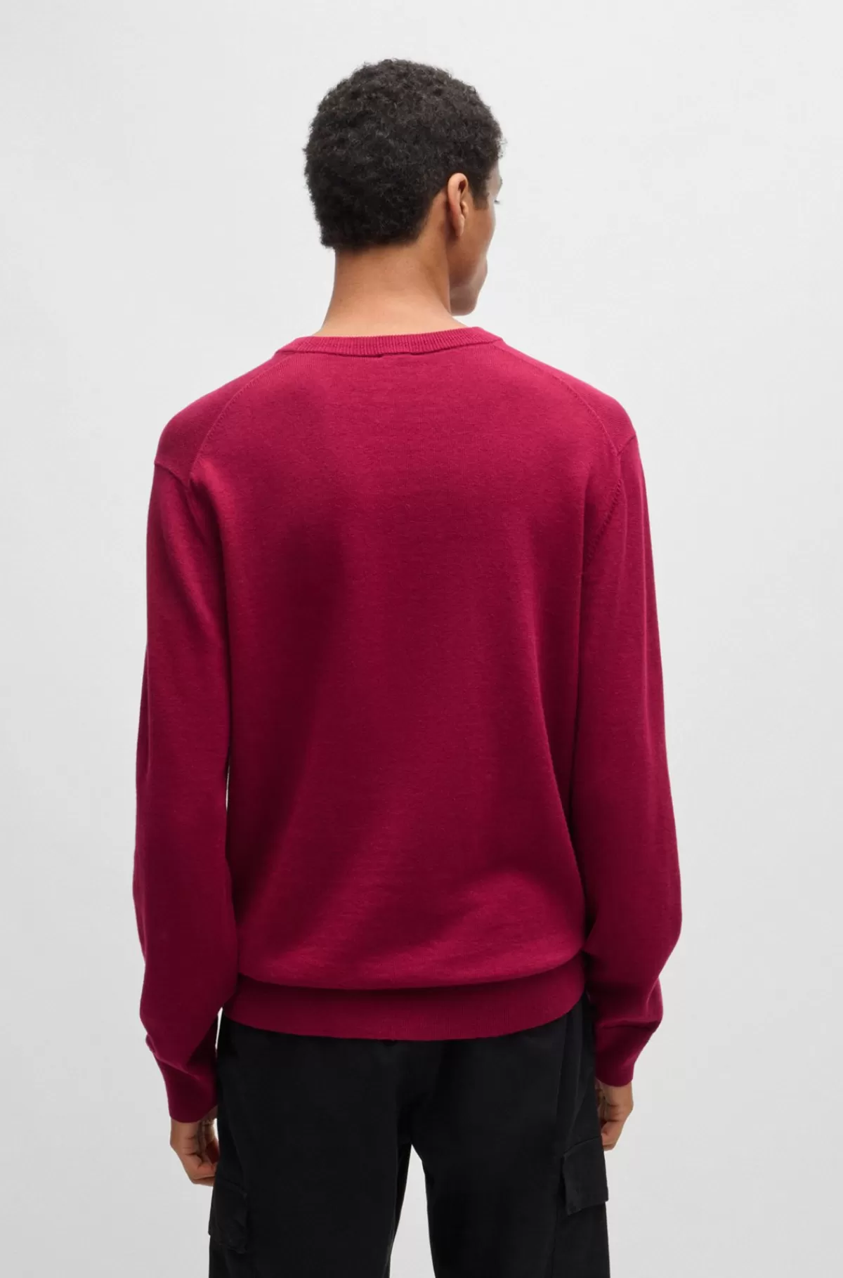 HUGO BOSS Sweater Med Crew Neck Og Logo I Bomuld Og Kashmir Mørkerød Best Sale