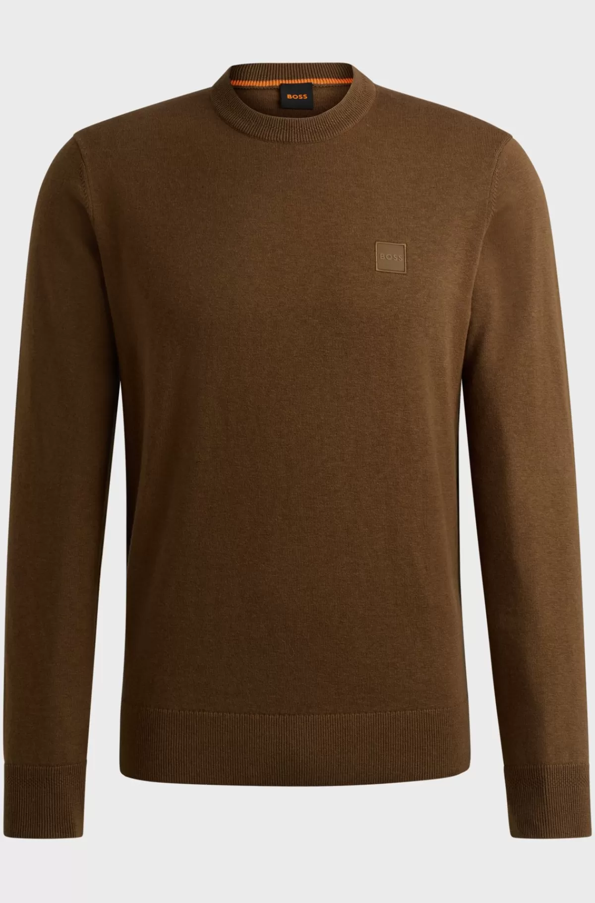 HUGO BOSS Sweater Med Crew Neck Og Logo I Bomuld Og Kashmir Brun Online