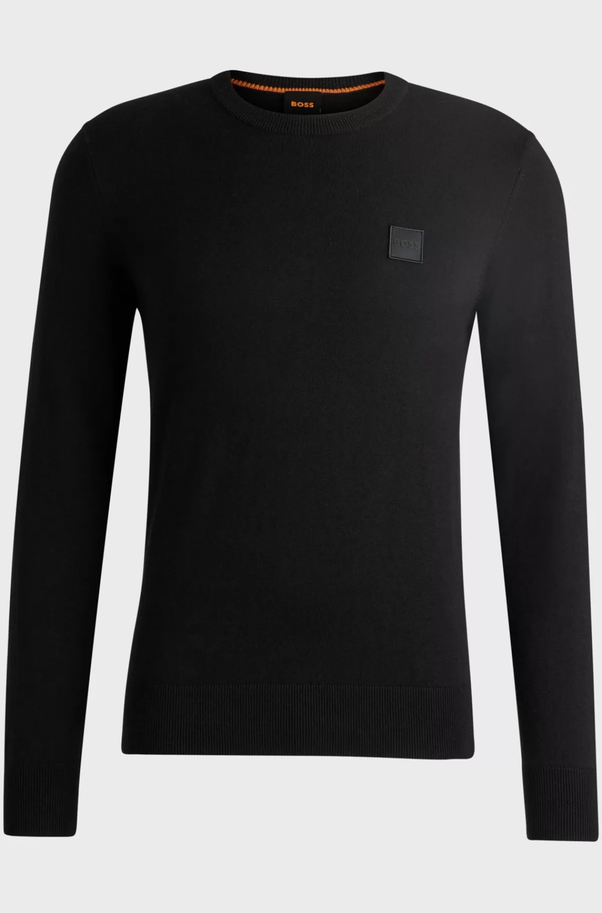 HUGO BOSS Sweater Med Crew Neck Og Logo I Bomuld Og Kashmir Sort Best Sale