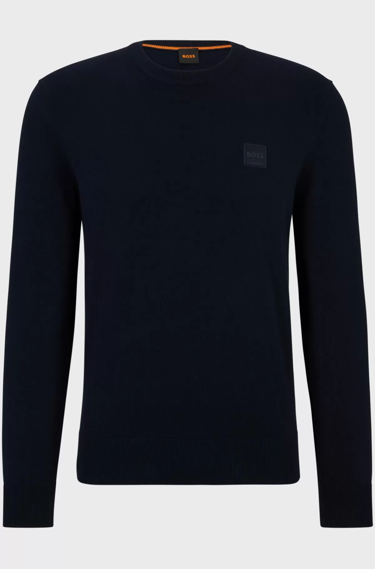 HUGO BOSS Sweater Med Crew Neck Og Logo I Bomuld Og Kashmir Mørkeblå Hot