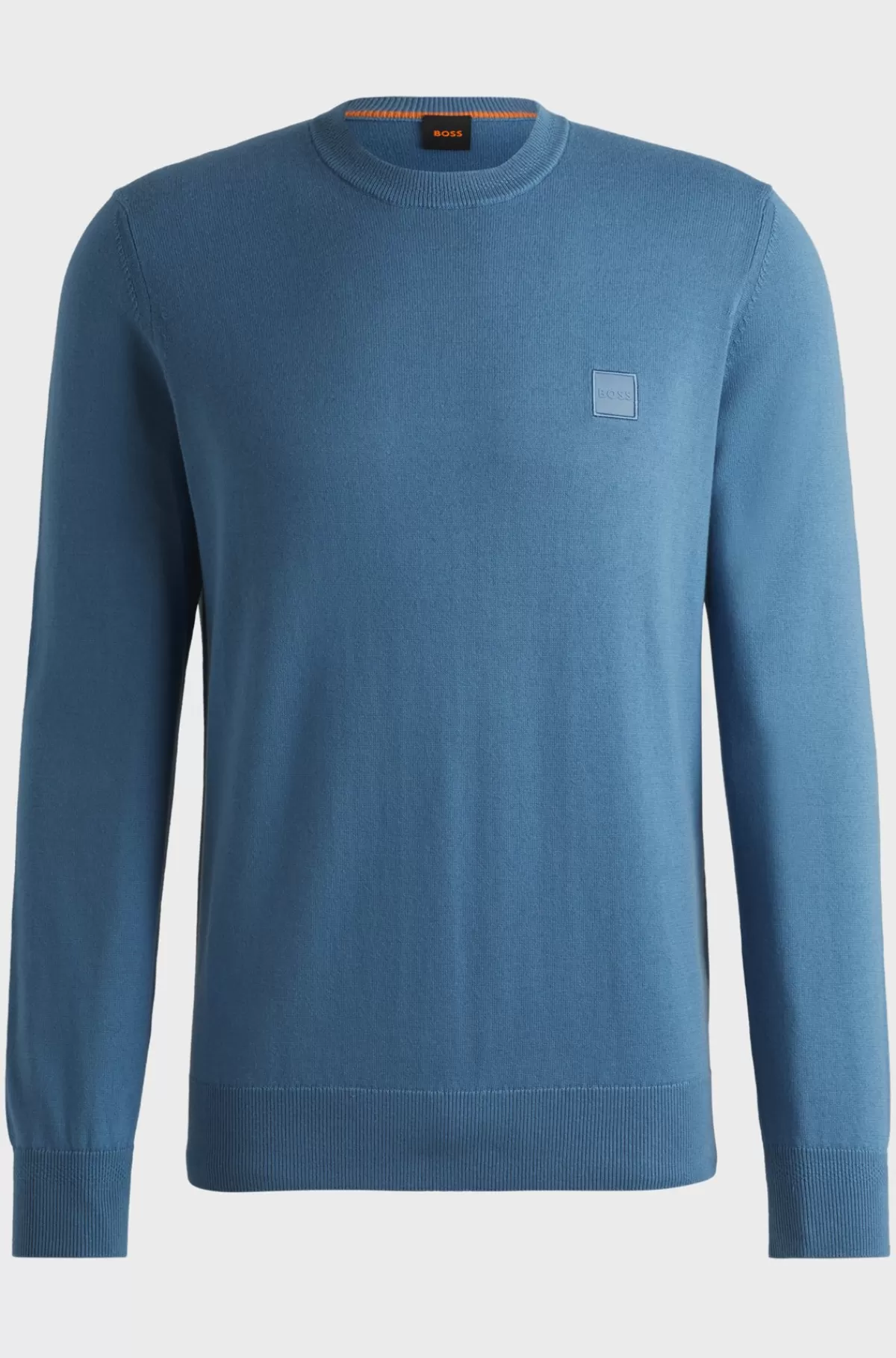 HUGO BOSS Sweater Med Crew Neck Og Logo I Bomuld Og Kashmir Blå Sale