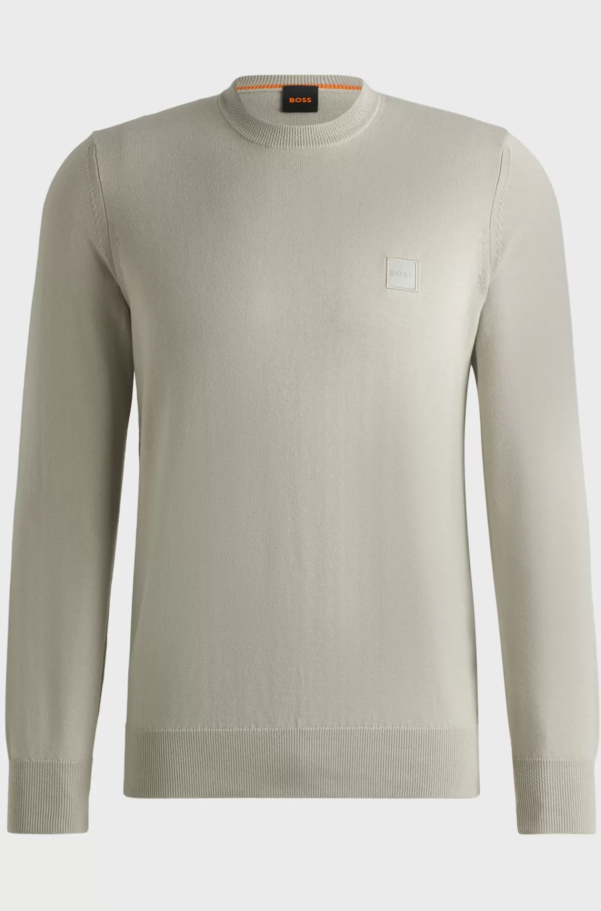 HUGO BOSS Sweater Med Crew Neck Og Logo I Bomuld Og Kashmir Lys beige New