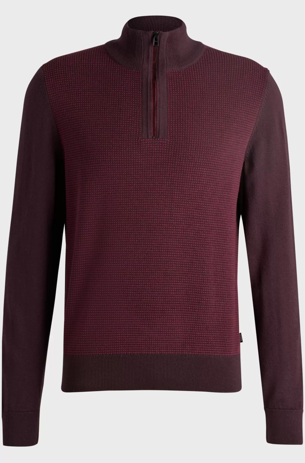 HUGO BOSS Sweater Med Lynlås I Halsen I Ny Uld Med Blandede Strukturer Mørkerød Cheap